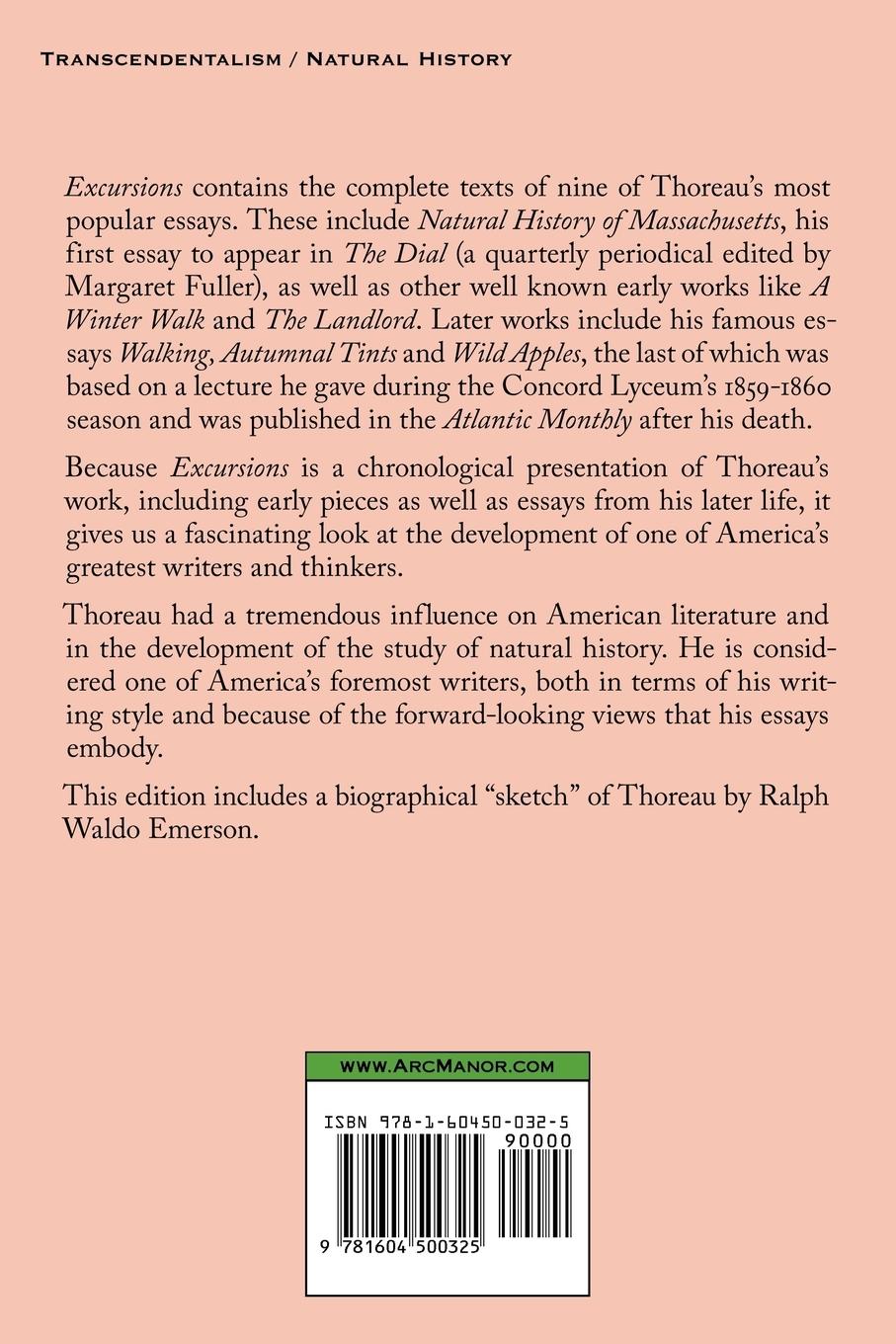 Rückseitencover Thoreau's Excursions with a Biographical 'Sketch' by Ralph Waldo Emerson