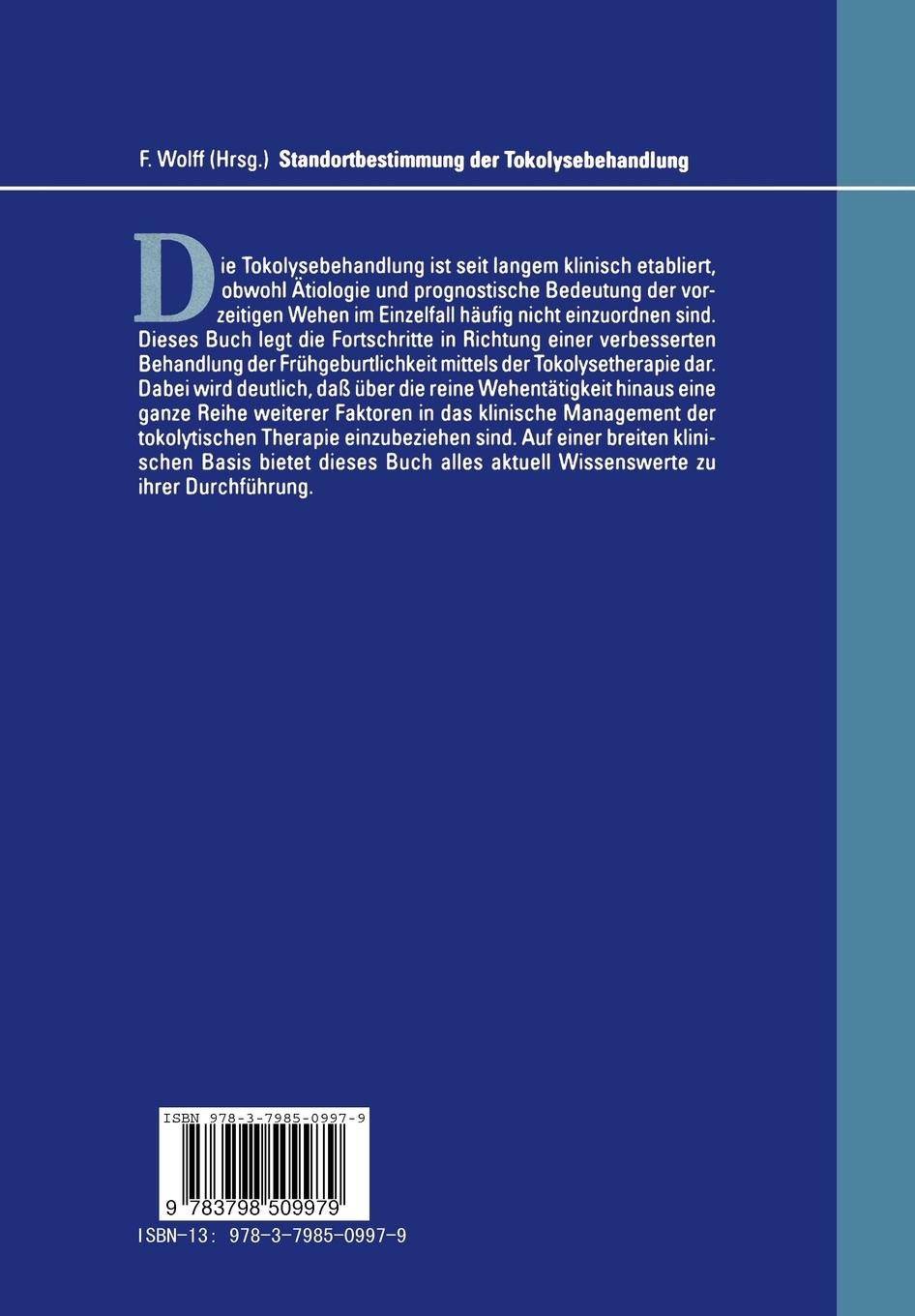 Rückseitencover Standortbestimmung der Tokolysebehandlung