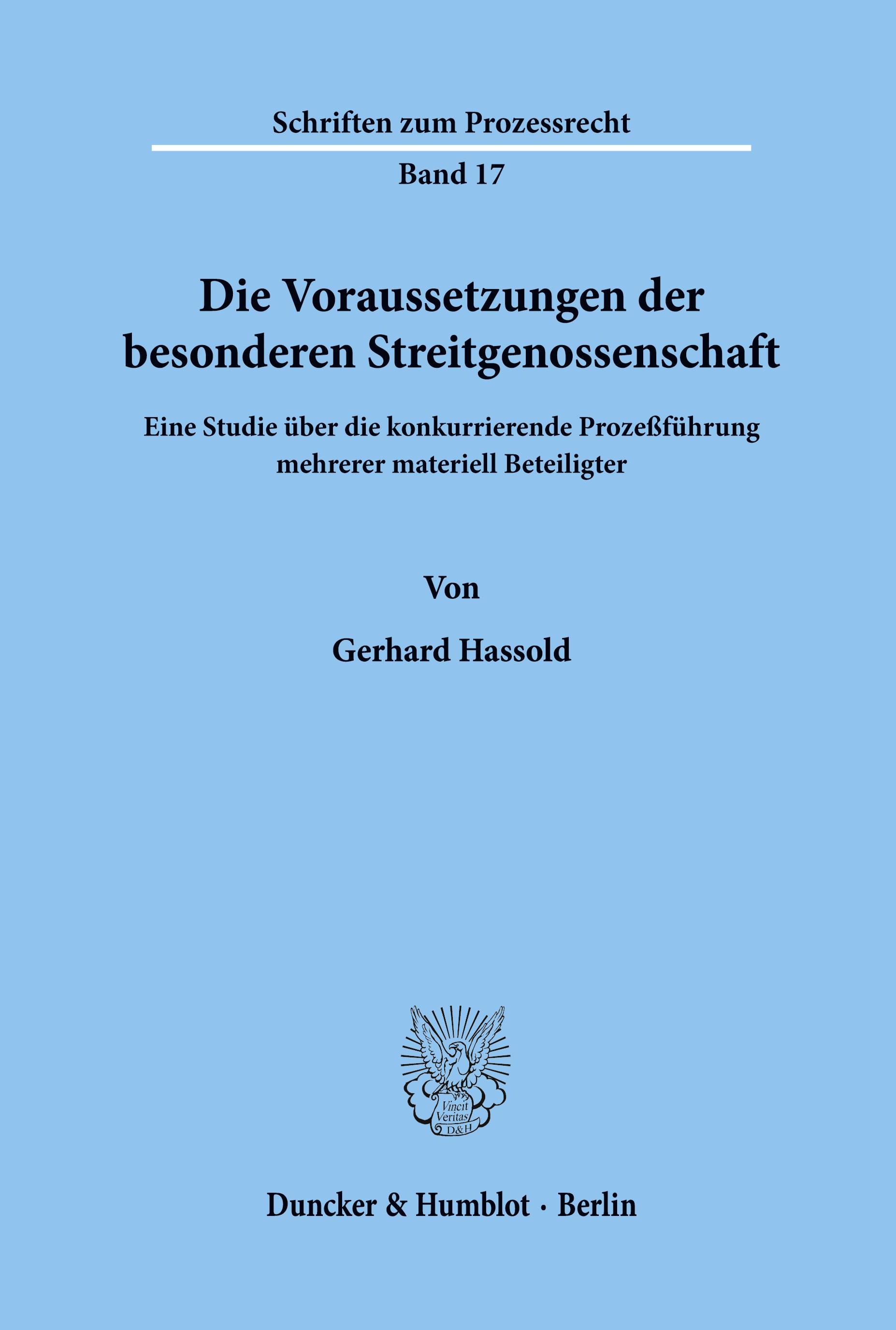 Vorderes Coverbild Die Voraussetzungen der besonderen Streitgenossenschaft.