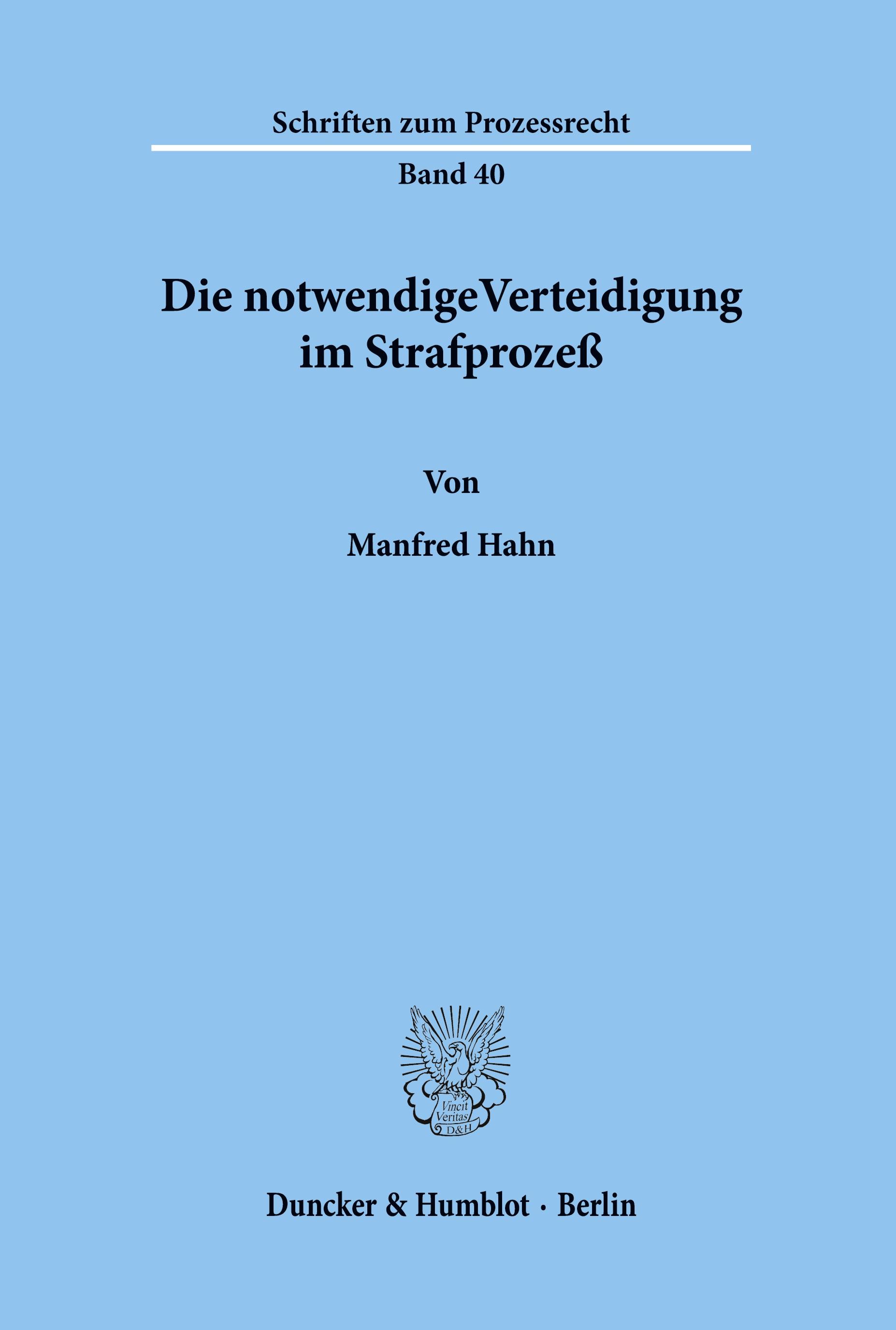 Vorderes Coverbild Die notwendigeVerteidigung im Strafprozeß.