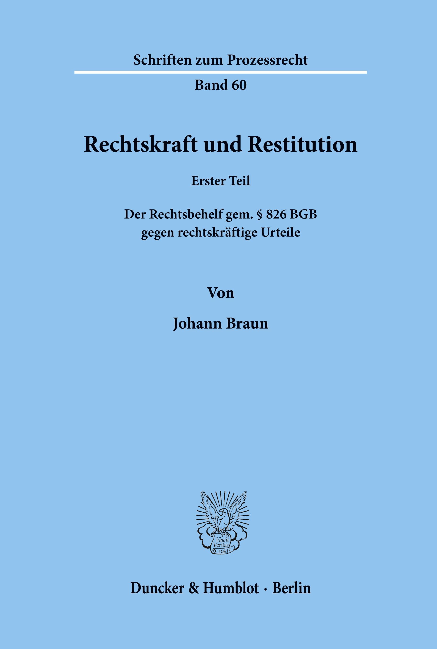 Vorderes Coverbild Rechtskraft und Restitution.