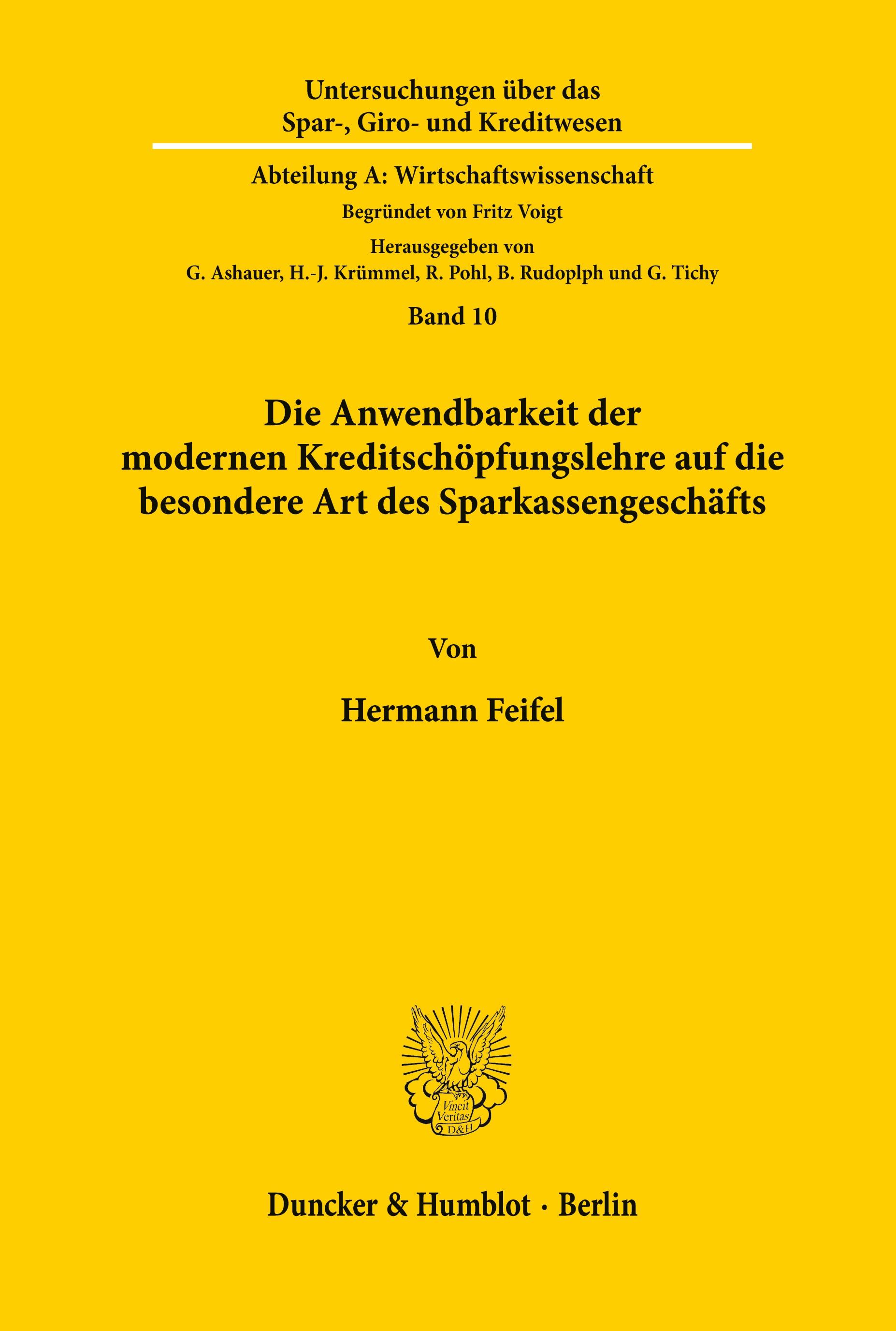 Vorderes Coverbild Die Anwendbarkeit der modernen Kreditschöpfungslehre auf die besondere Art des Sparkassengeschäfts.