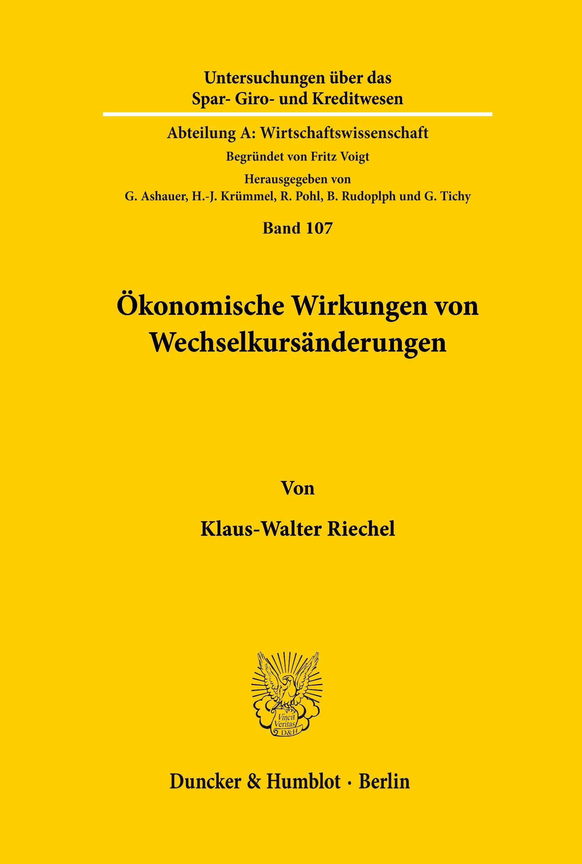 Vorderes Coverbild Ökonomische Wirkungen von Wechselkursänderungen.