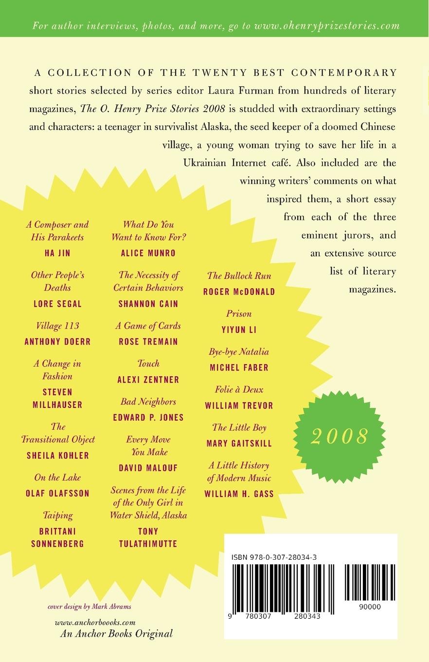 Rückseitencover O. Henry Prize Stories 2008