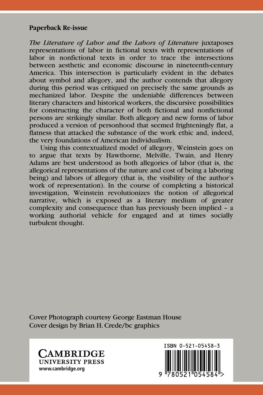 Rückseitencover The Literature of Labor and the Labors of Literature