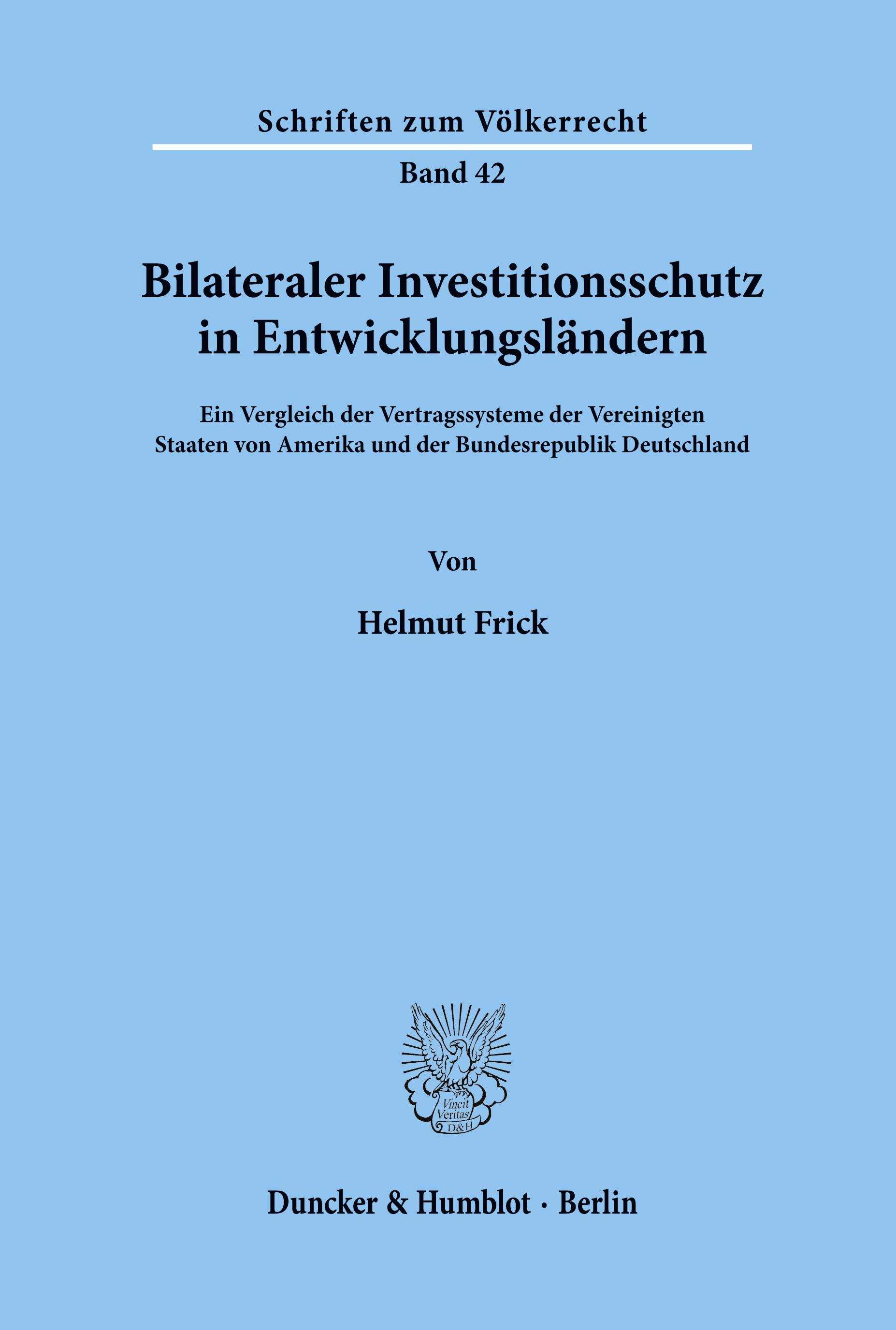 Vorderes Coverbild Bilateraler Investitionsschutz in Entwicklungsländern.