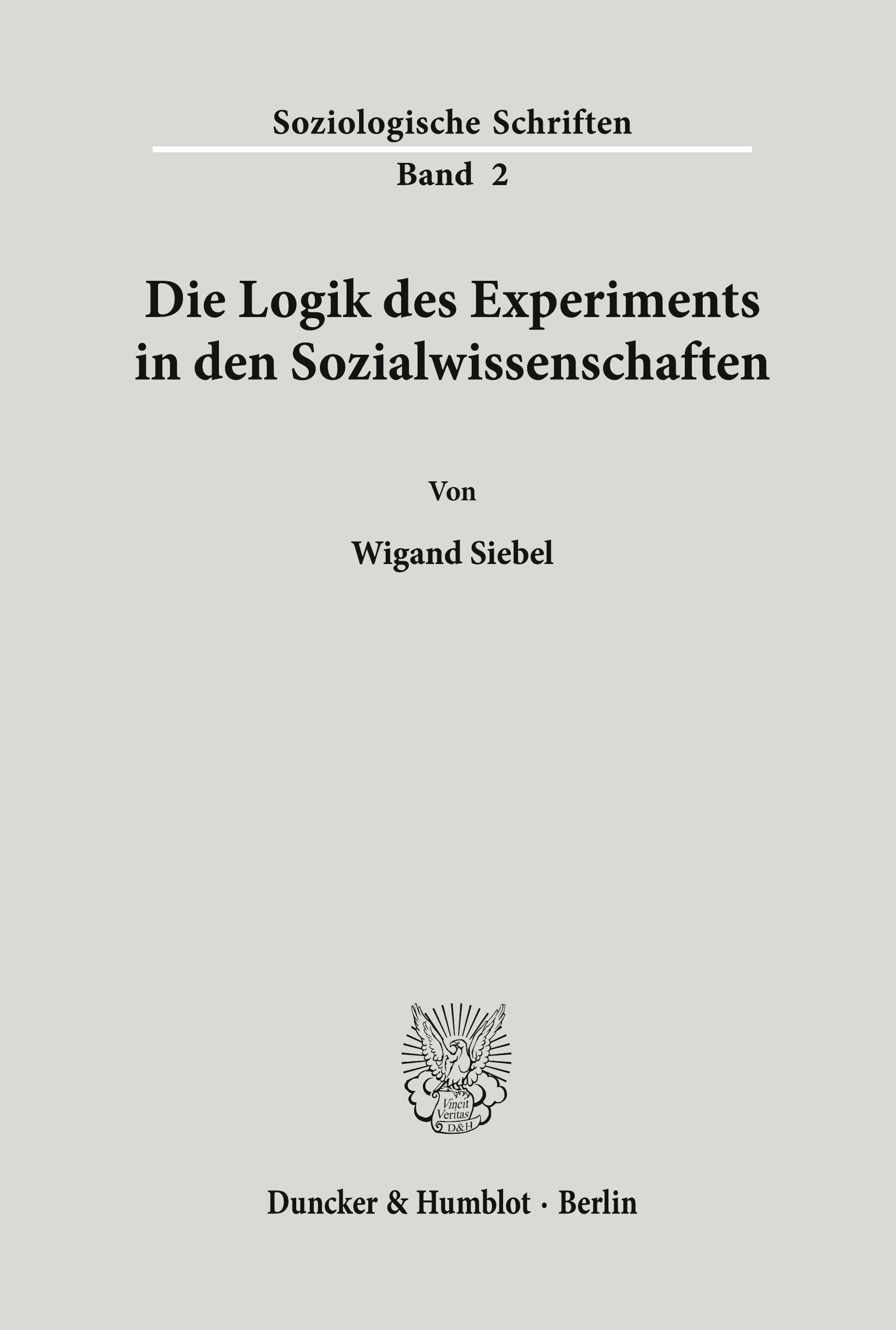 Vorderes Coverbild Die Logik des Experiments in den Sozialwissenschaften.
