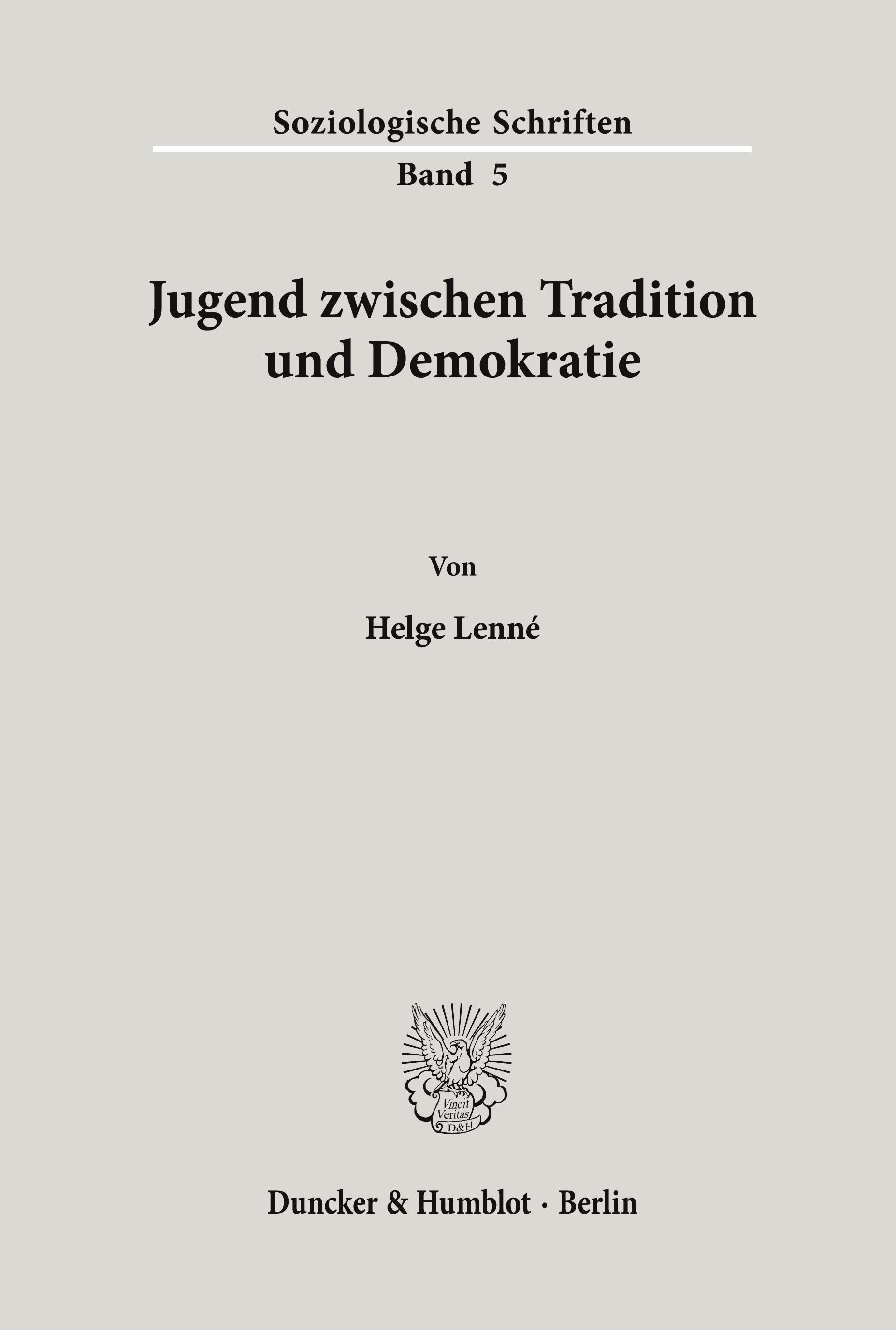 Vorderes Coverbild Jugend zwischen Tradition und Demokratie.