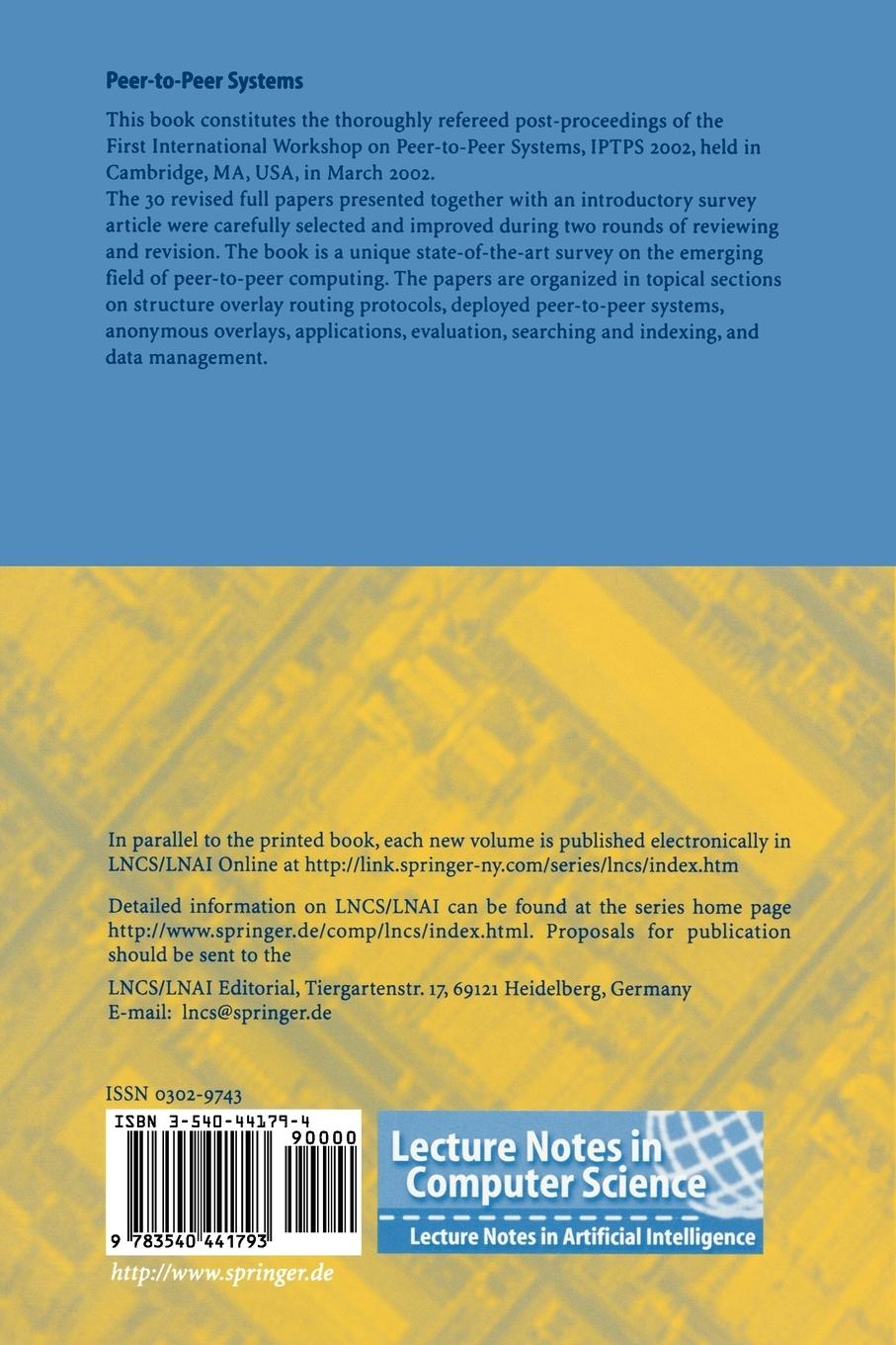 Rückseitencover Peer-to-Peer Systems