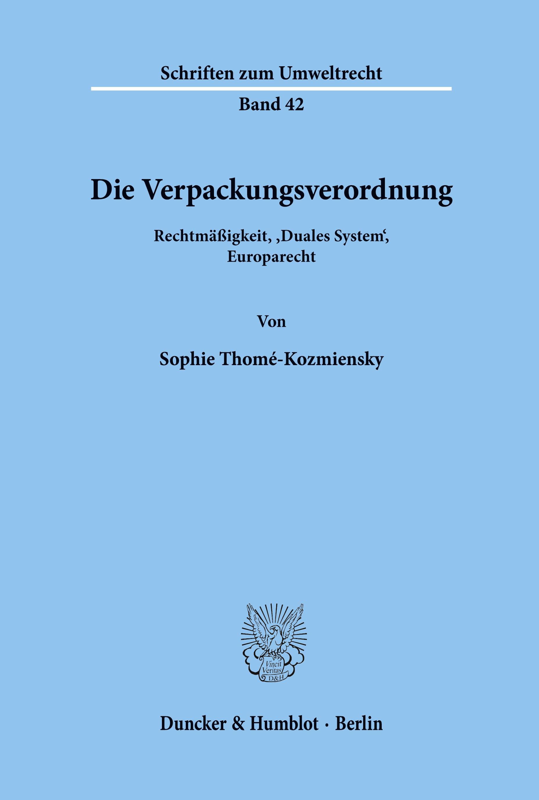 Vorderes Coverbild Die Verpackungsverordnung.