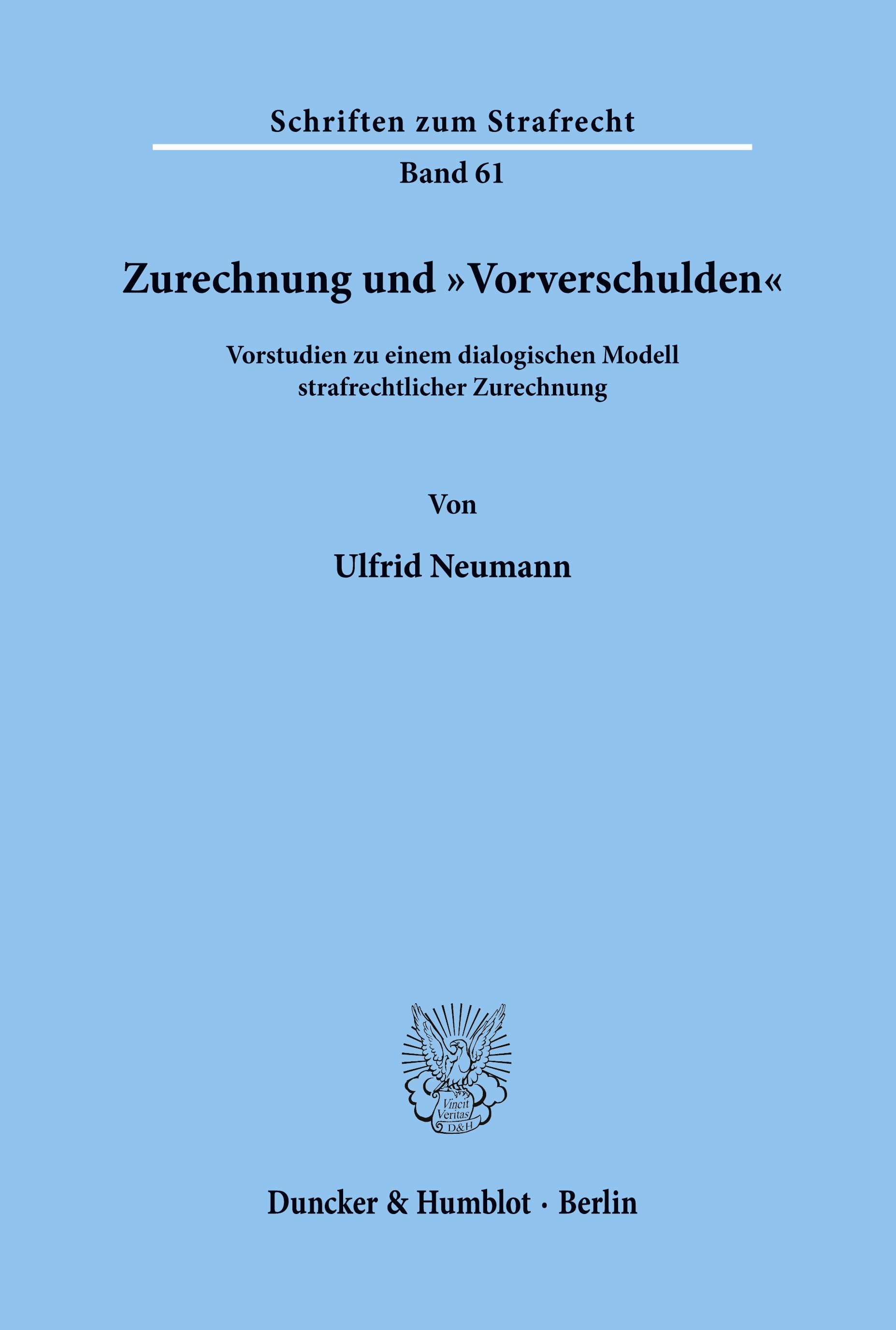 Vorderes Coverbild Zurechnung und "Vorverschulden'.