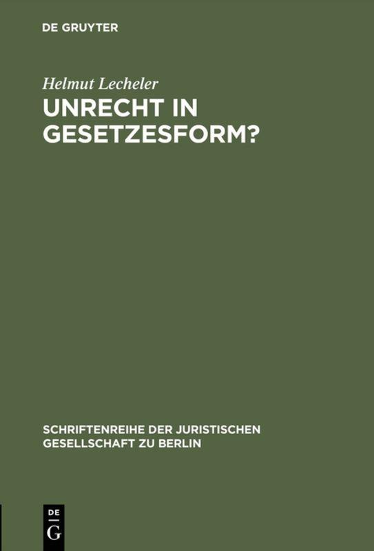 Vorderes Coverbild Unrecht in Gesetzesform?