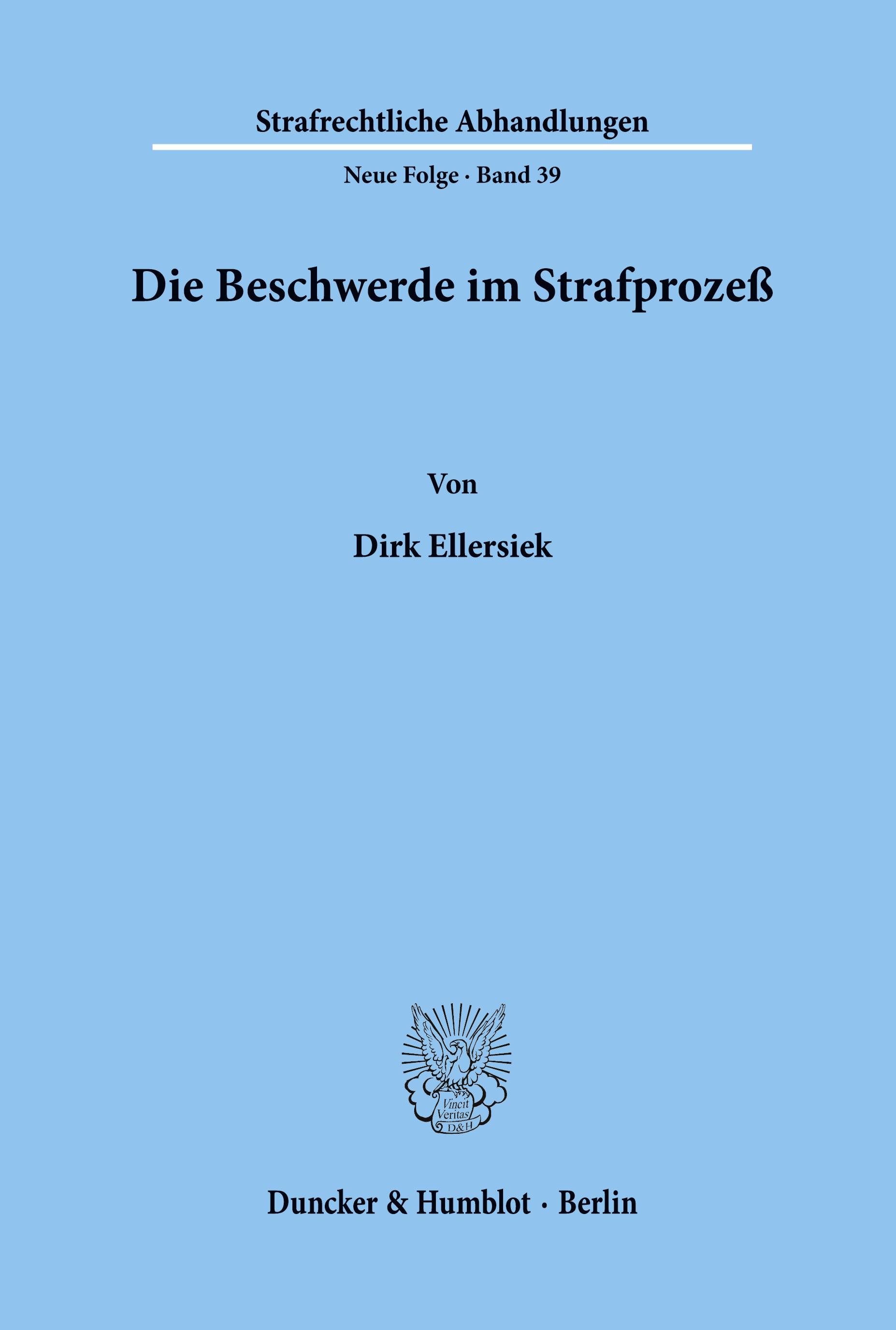 Vorderes Coverbild Die Beschwerde im Strafprozeß.