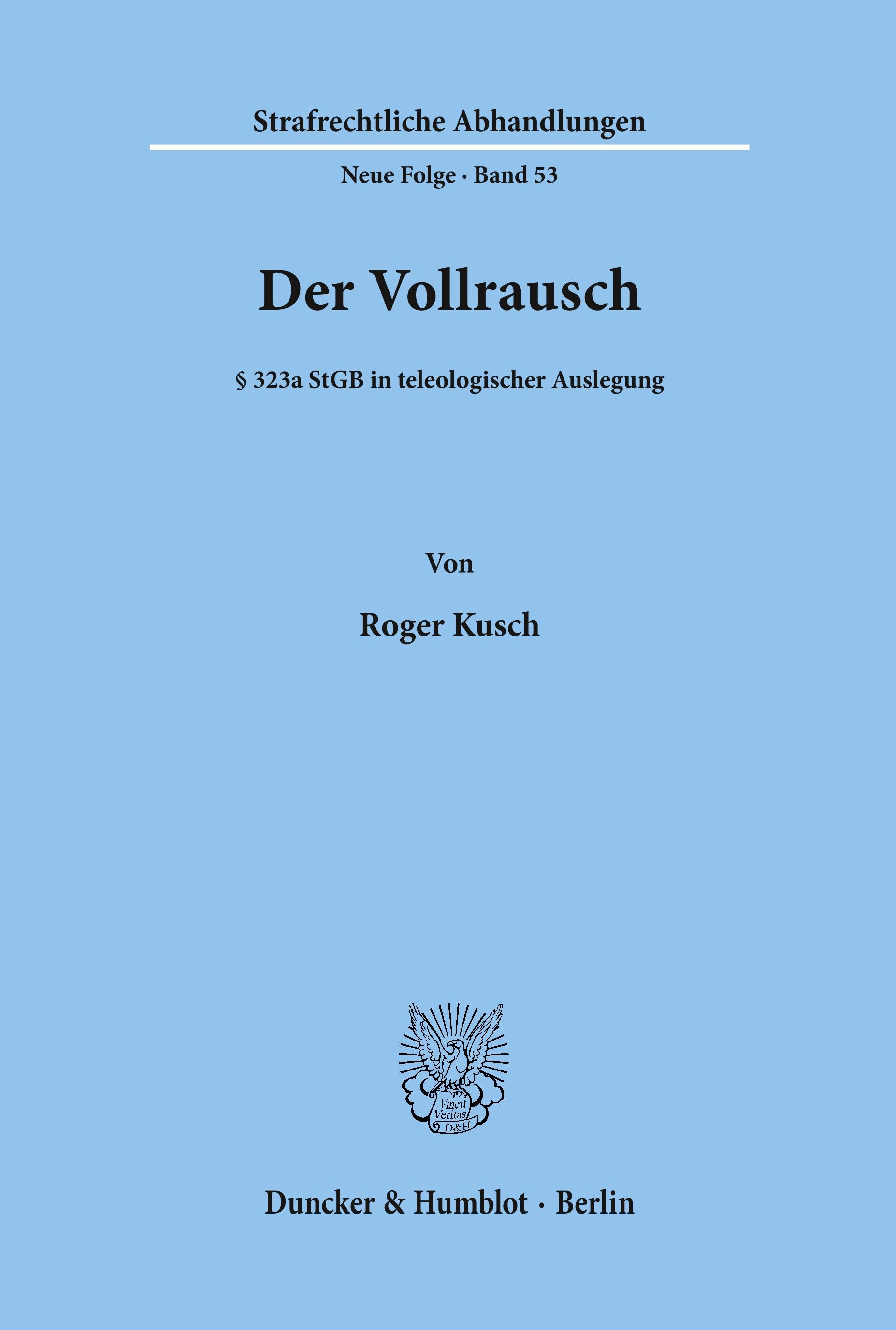 Vorderes Coverbild Der Vollrausch.