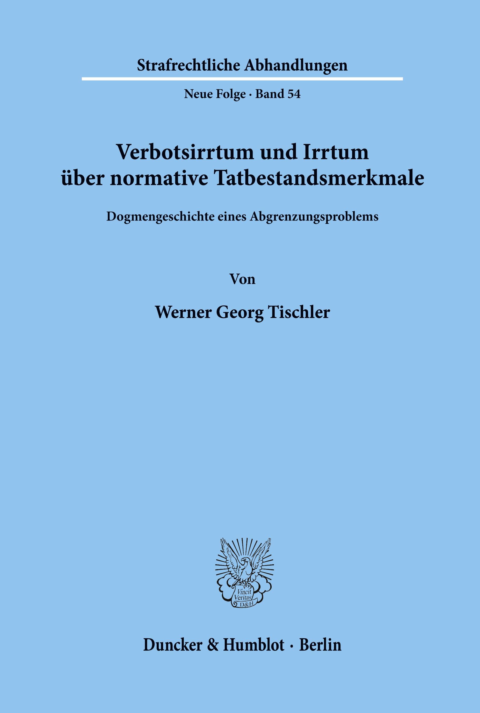 Vorderes Coverbild Verbotsirrtum und Irrtum über normative Tatbestandsmerkmale.