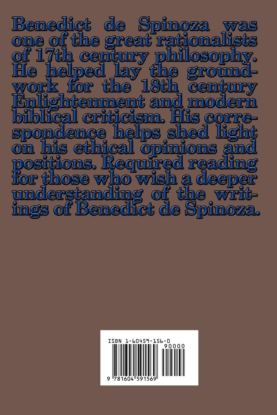 Rückseitencover Correspondence of Benedict de Spinoza