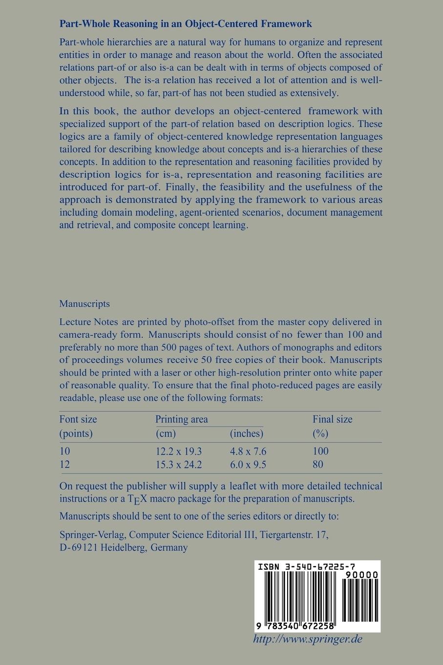 Rückseitencover Part-Whole Reasoning in an Object-Centered Framework