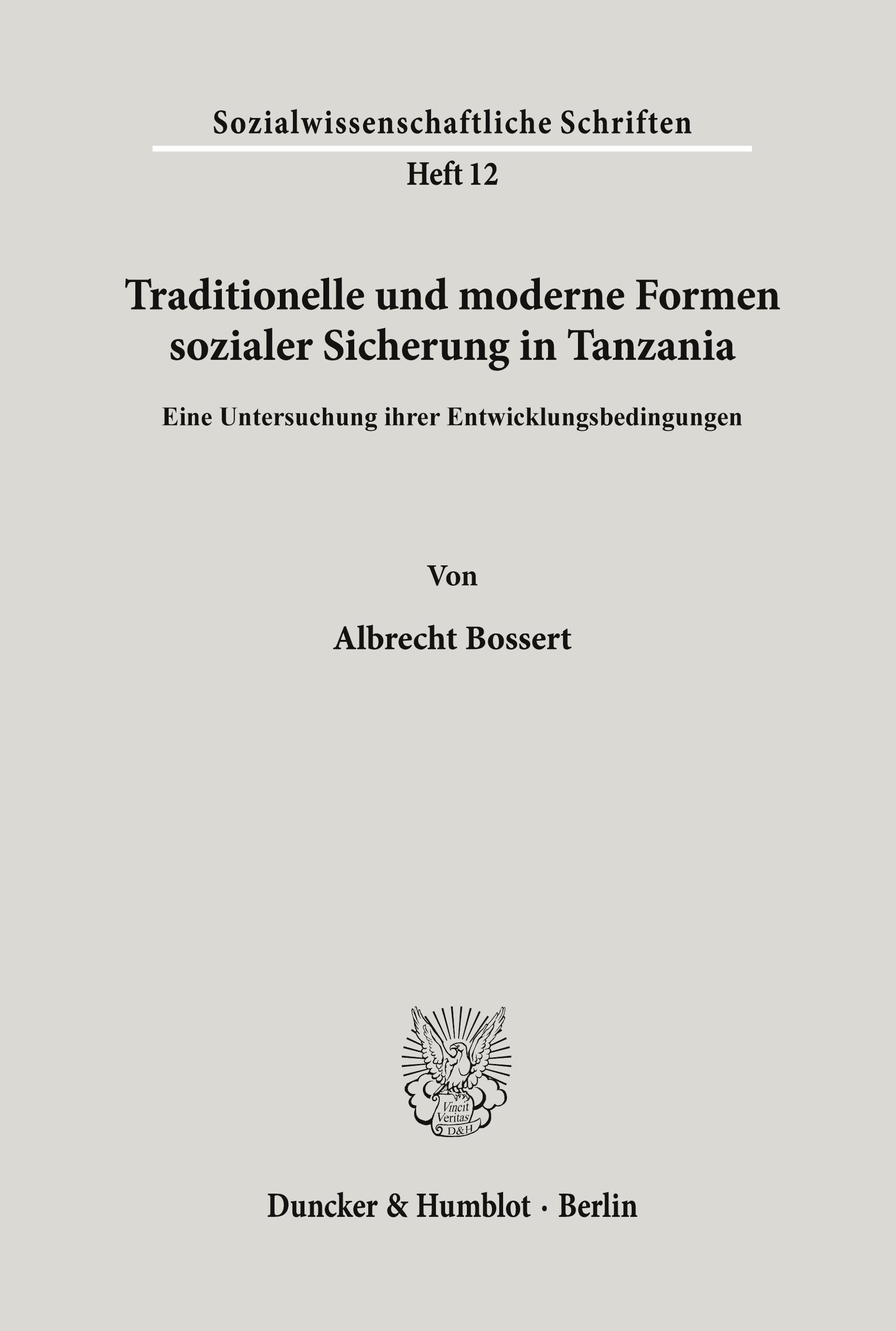 Vorderes Coverbild Traditionelle und moderne Formen sozialer Sicherung in Tanzania.