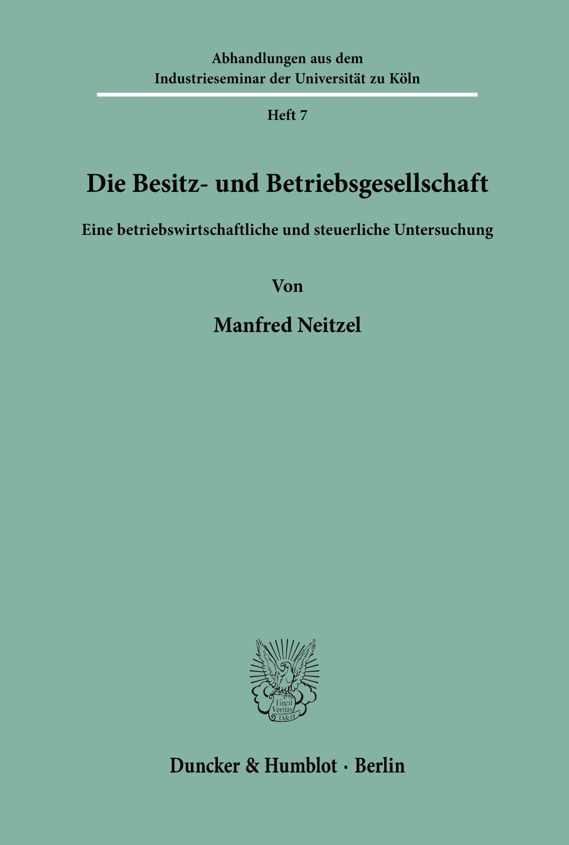 Vorderes Coverbild Die Besitz- und Betriebsgesellschaft.