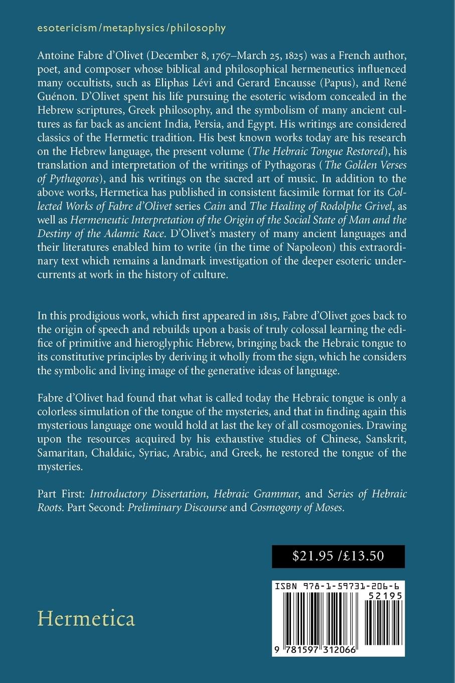 Rückseitencover The Hebraic Tongue Restored