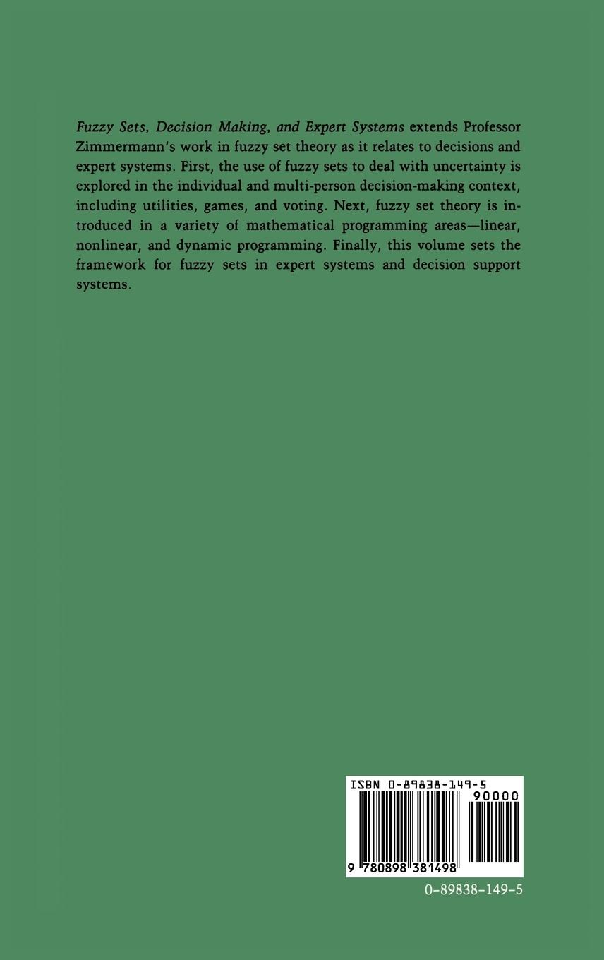 Rückseitencover Fuzzy Sets, Decision Making, and Expert Systems