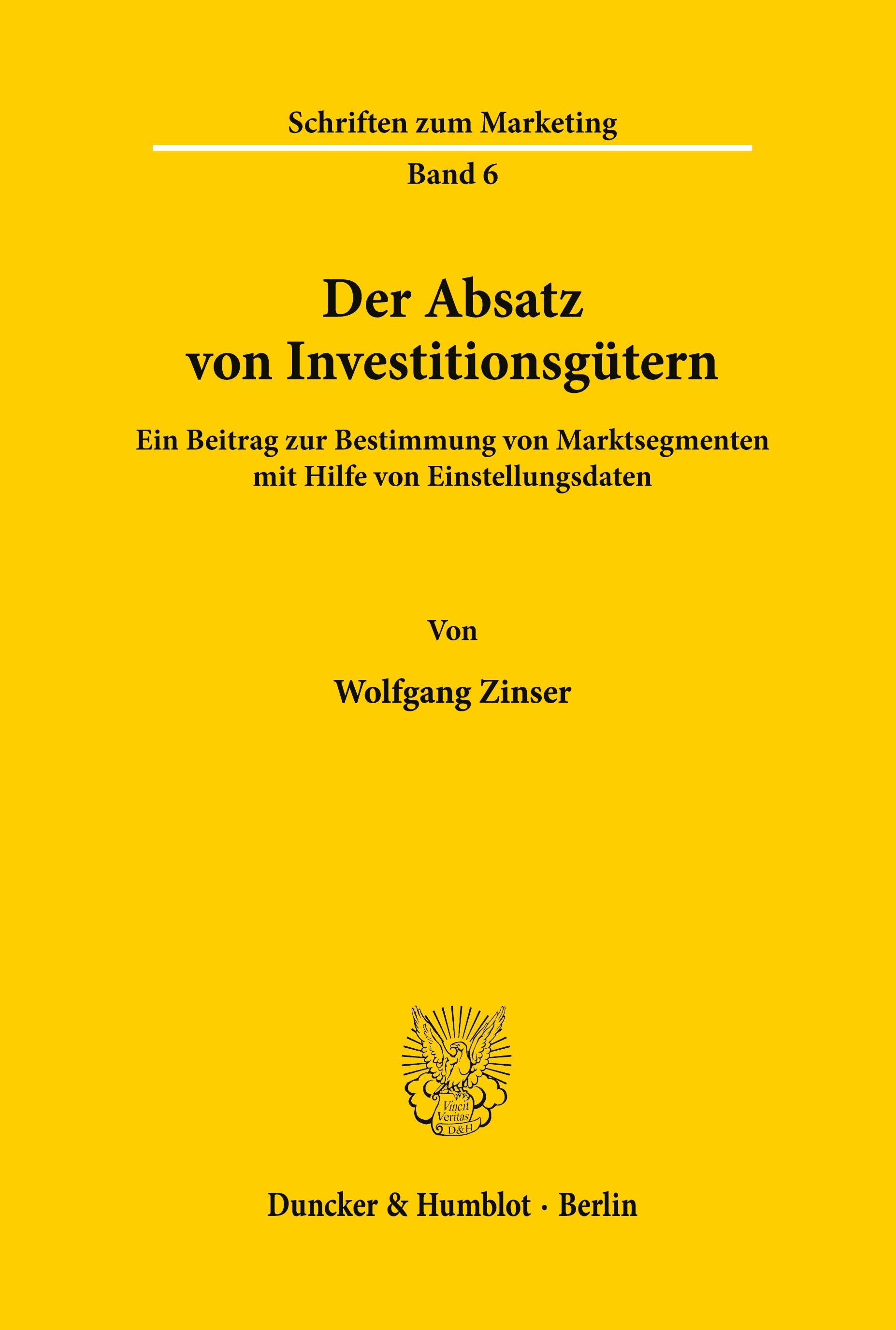 Vorderes Coverbild Der Absatz von Investitionsgütern.