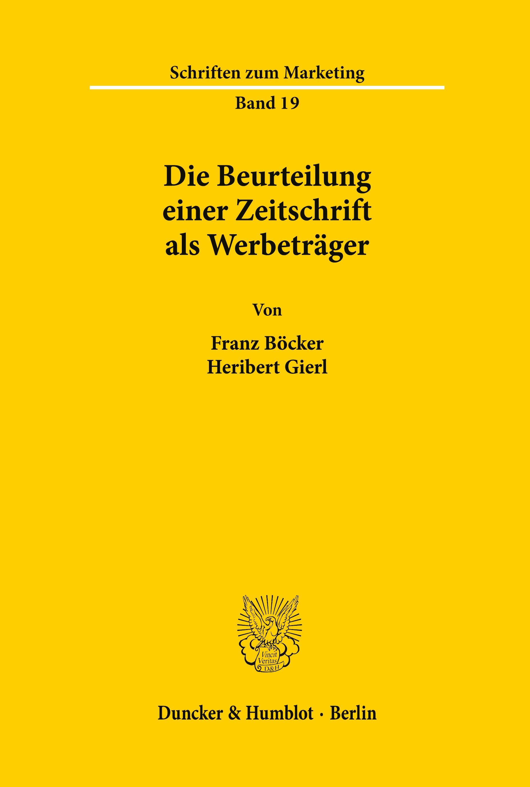 Vorderes Coverbild Die Beurteilung einer Zeitschrift als Werbeträger.