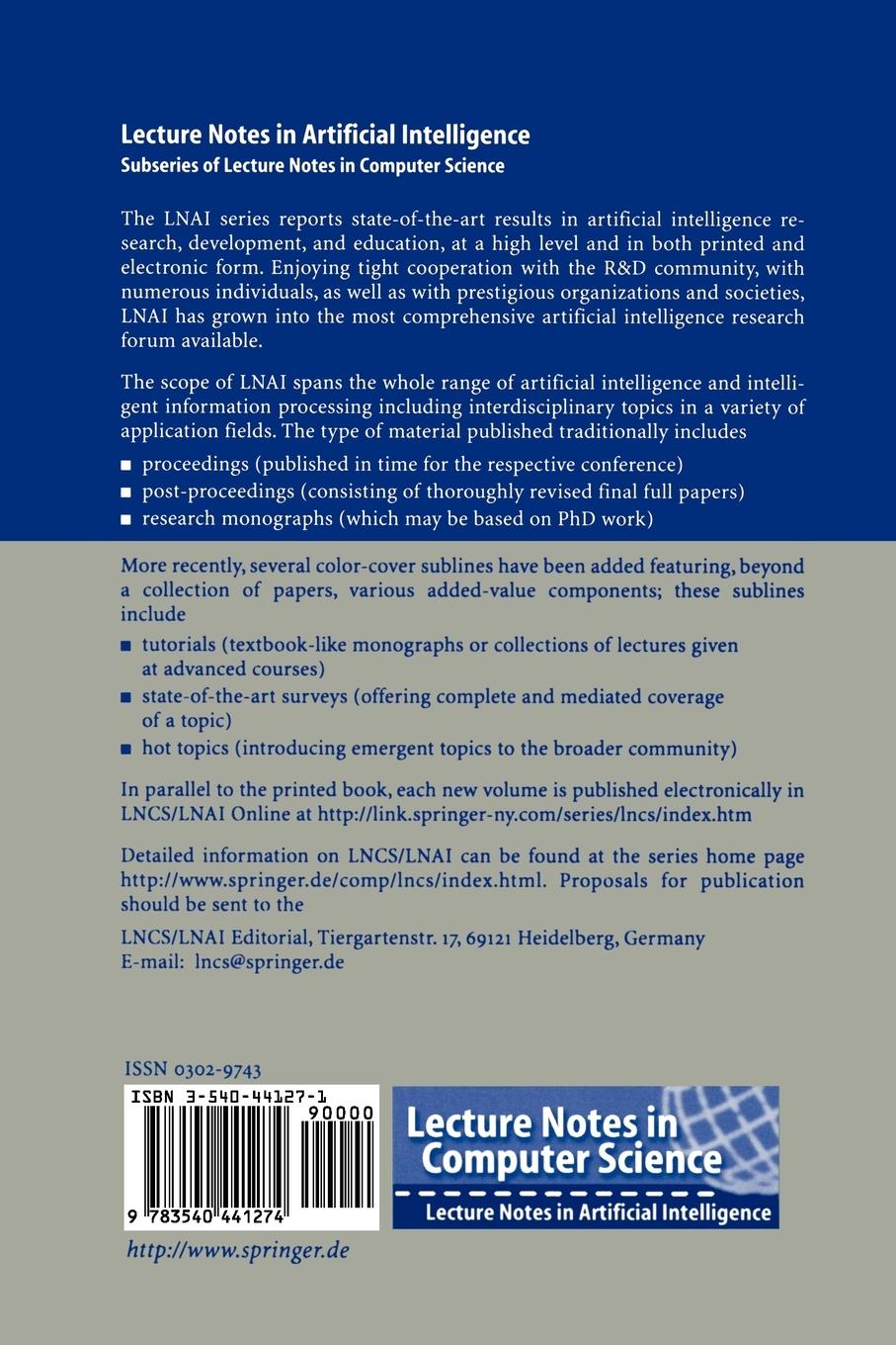 Rückseitencover Artificial Intelligence: Methodology, Systems, and Applications