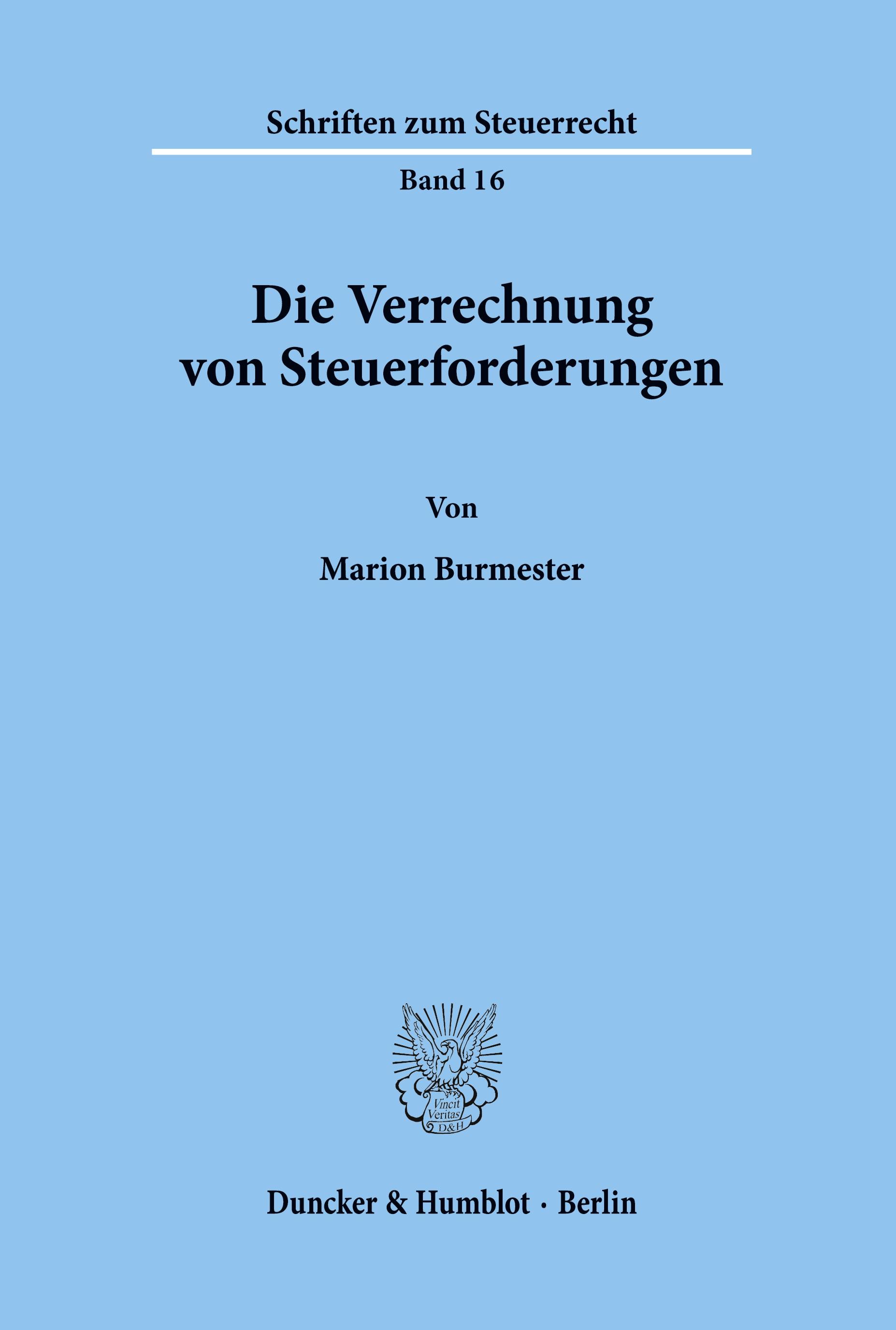 Vorderes Coverbild Die Verrechnung von Steuerforderungen.