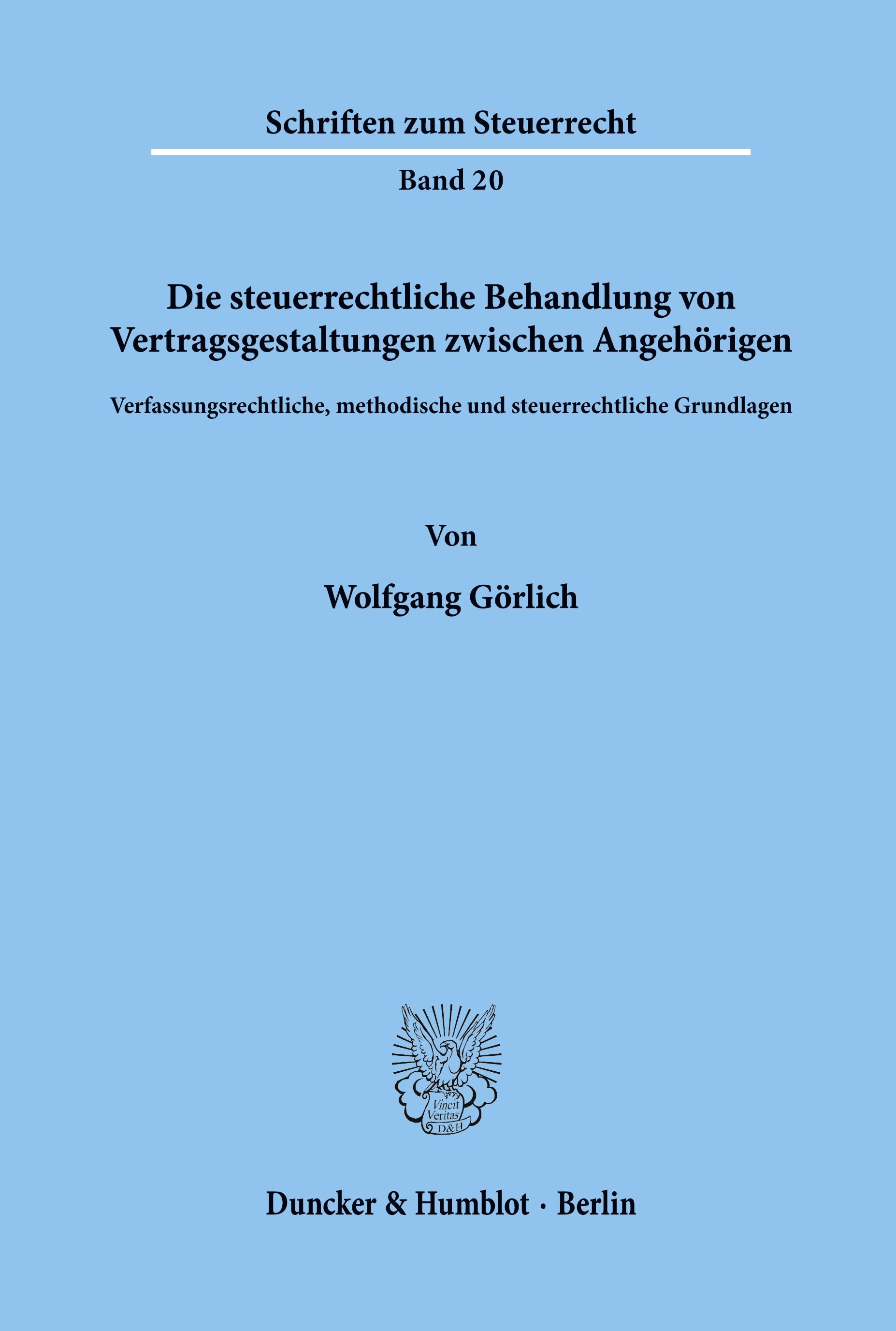 Vorderes Coverbild Die steuerrechtliche Behandlung von Vertragsgestaltungen zwischen Angehörigen.
