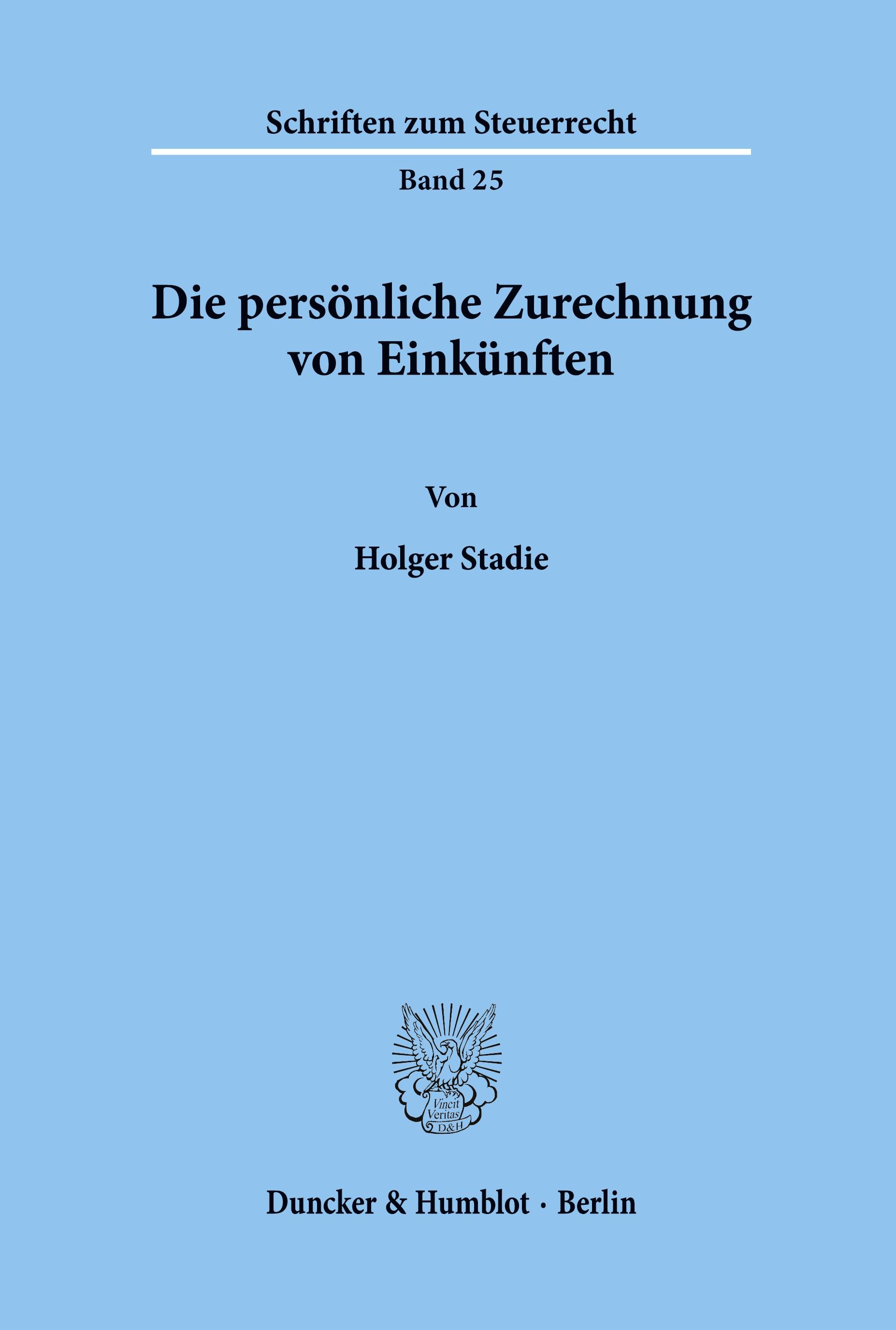 Vorderes Coverbild Die persönliche Zurechnung von Einkünften.