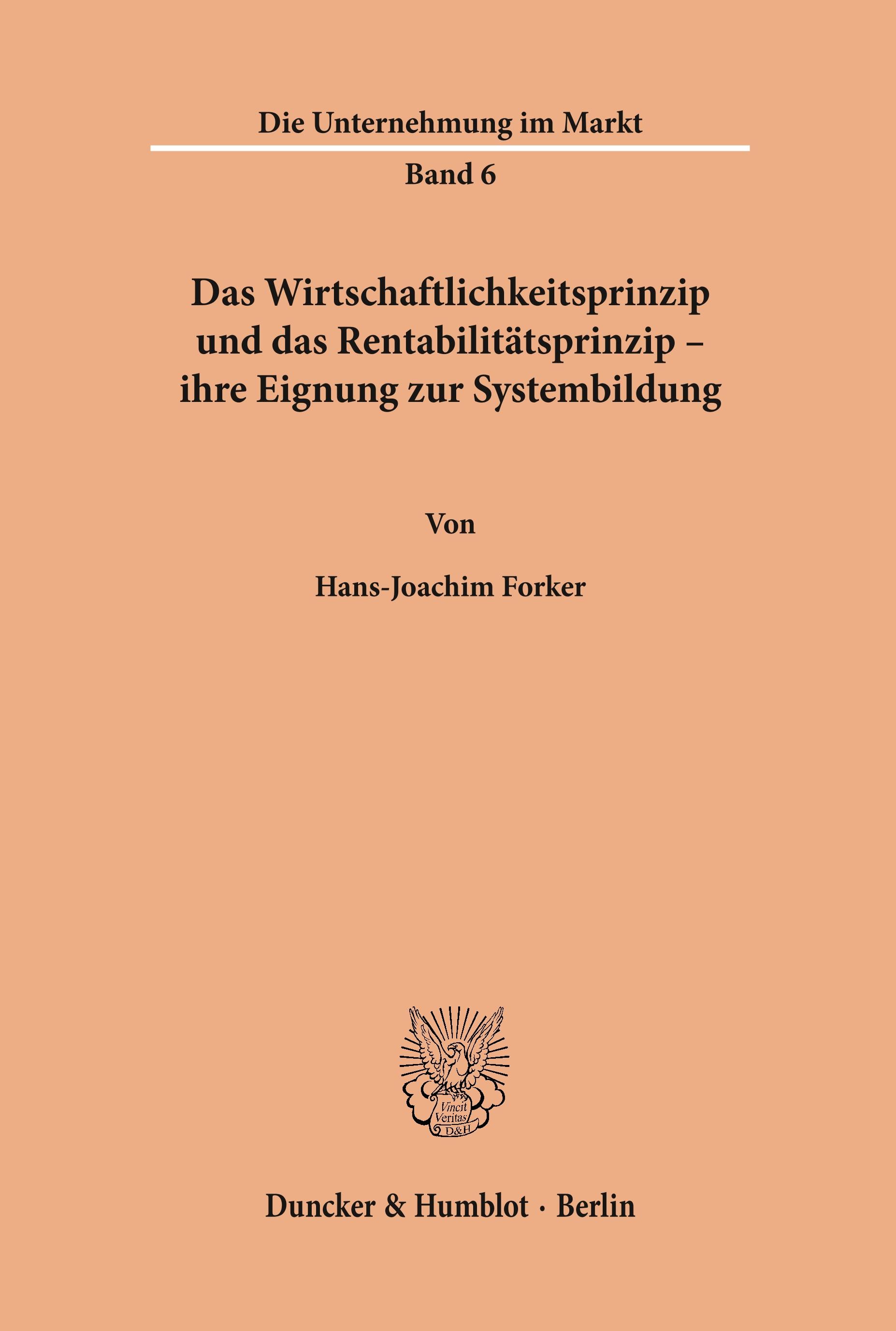 Vorderes Coverbild Das Wirtschaftlichkeitsprinzip und das Rentabilitätsprinzip -