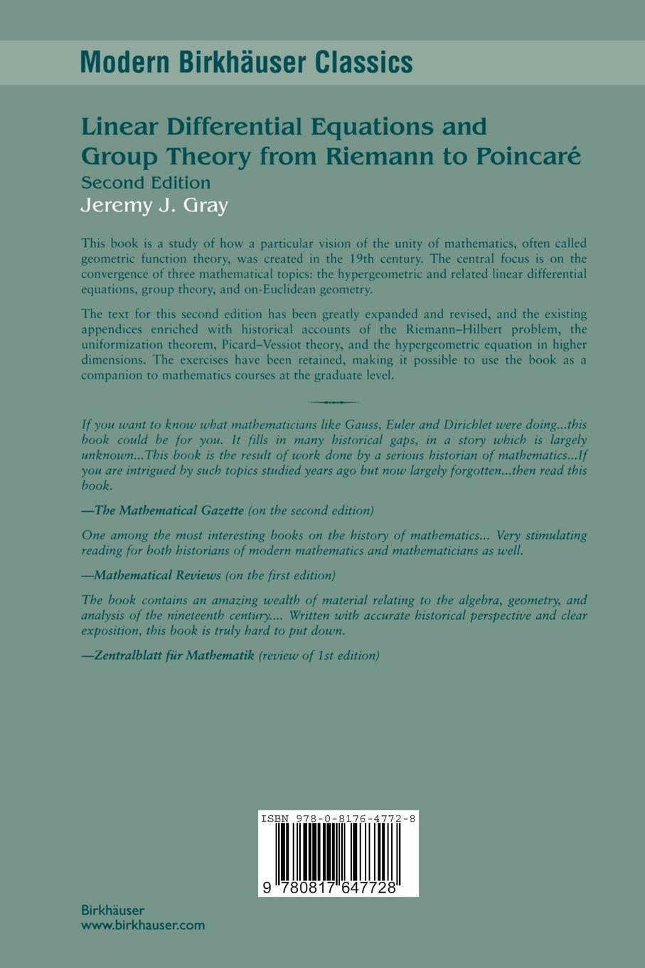 Rückseitencover Linear Differential Equations and Group Theory from Riemann to Poincare