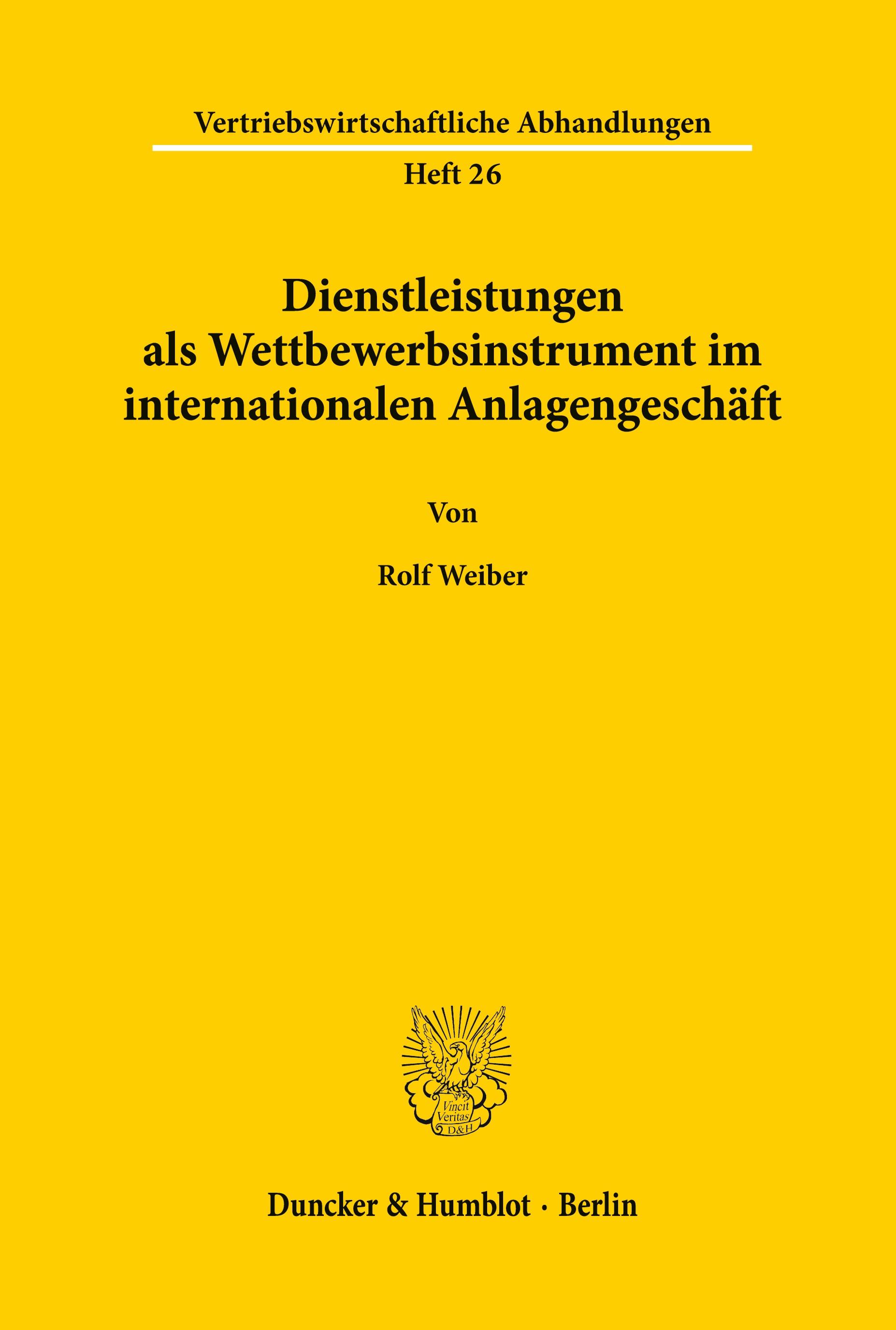 Vorderes Coverbild Dienstleistungen als Wettbewerbsinstrument im internationalen Anlagengeschäft.