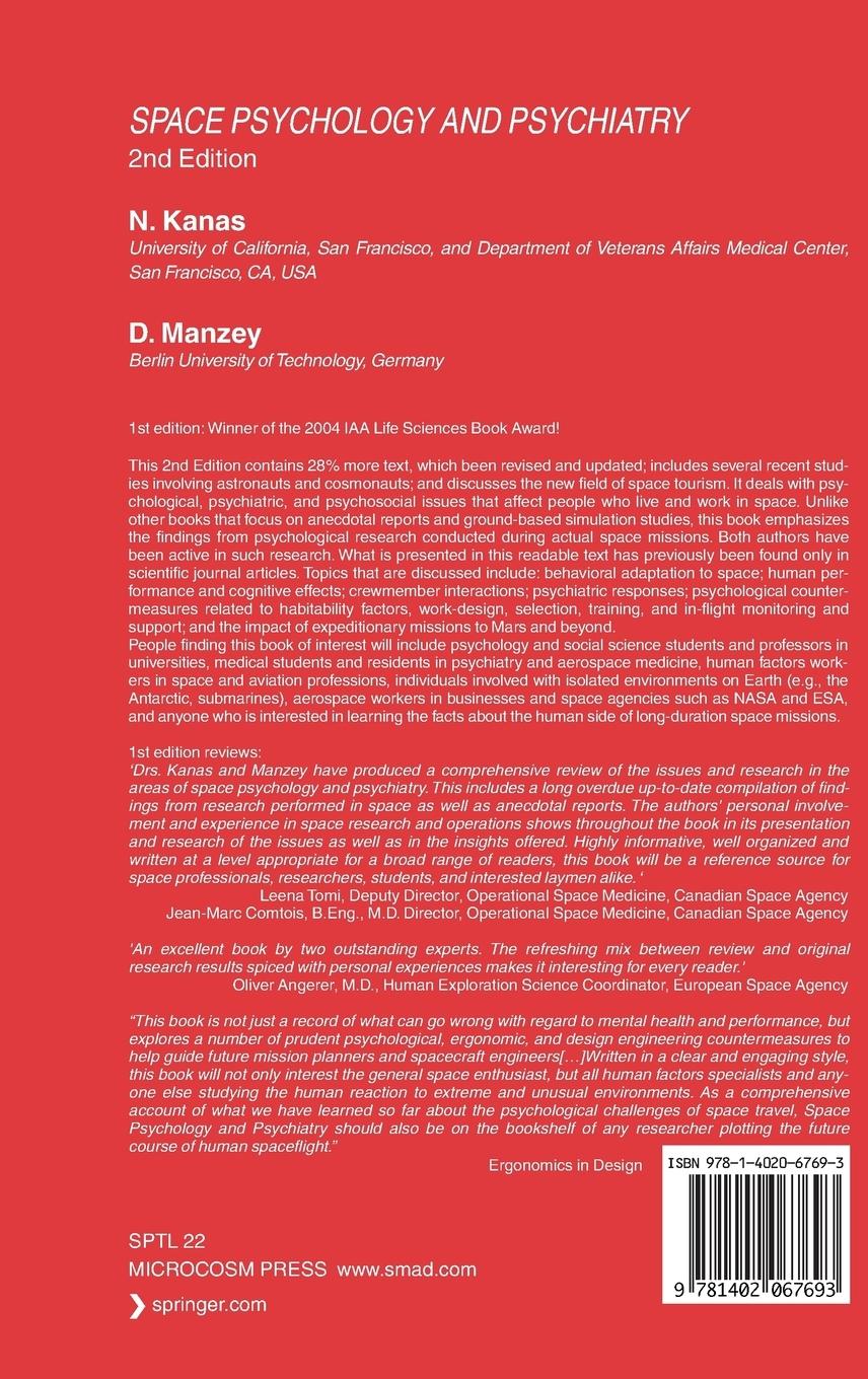 Rückseitencover Space Psychology and Psychiatry