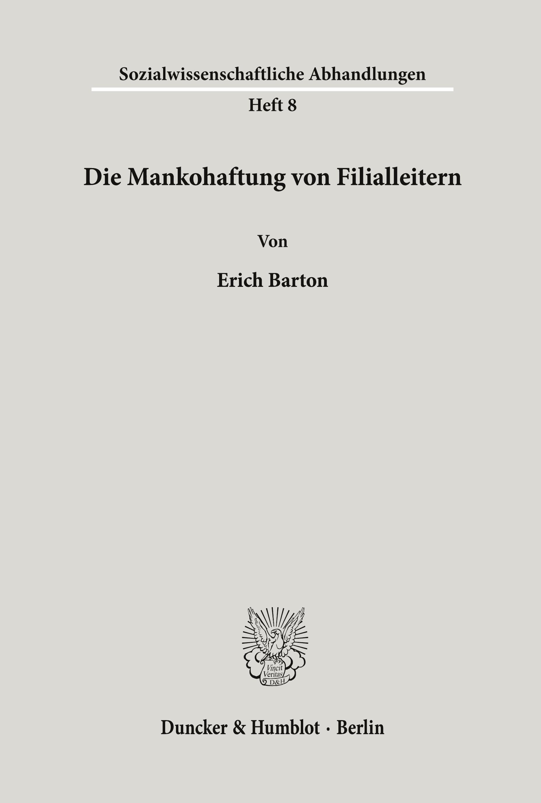 Vorderes Coverbild Die Mankohaftung von Filialleitern.