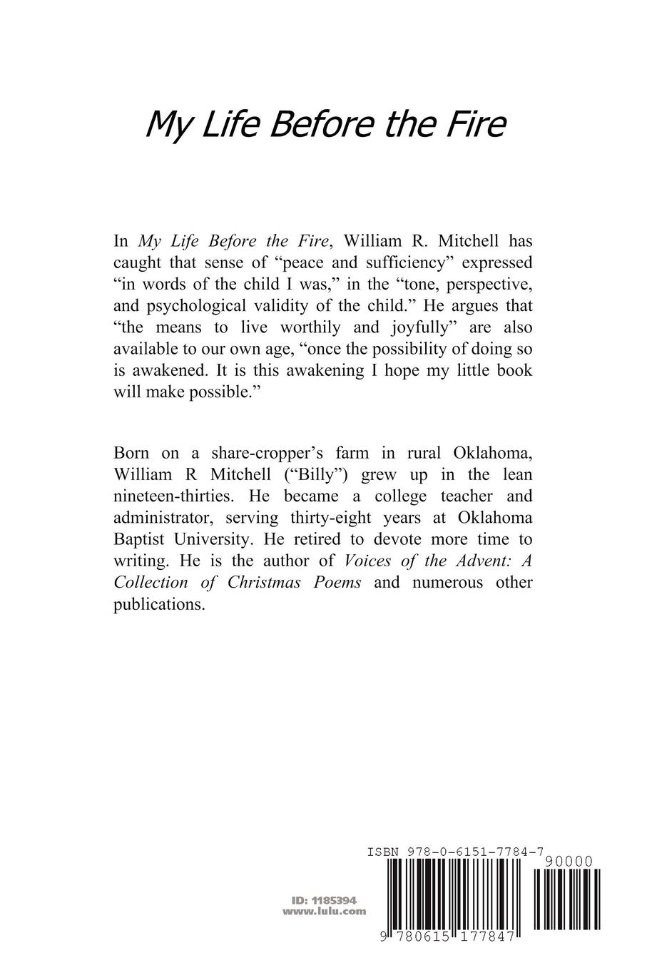 Rückseitencover My Life Before the Fire