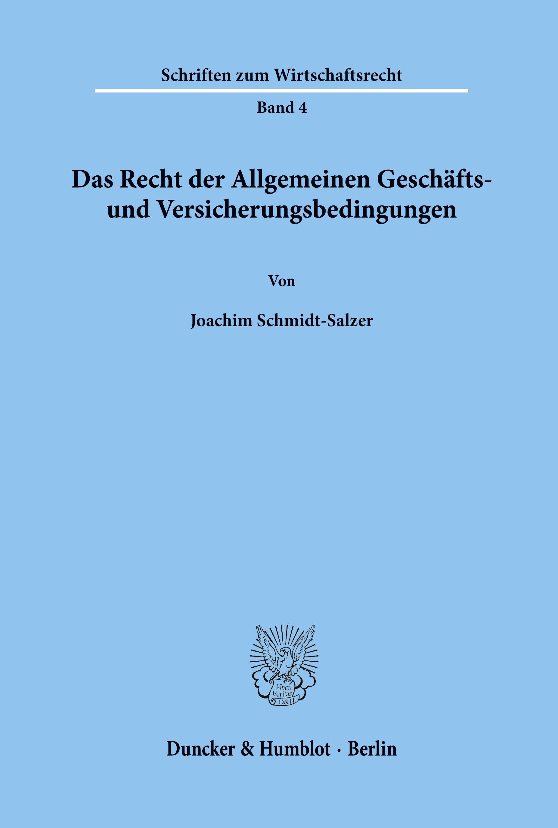 Vorderes Coverbild Das Recht der Allgemeinen Geschäfts- und Versicherungsbedingungen.