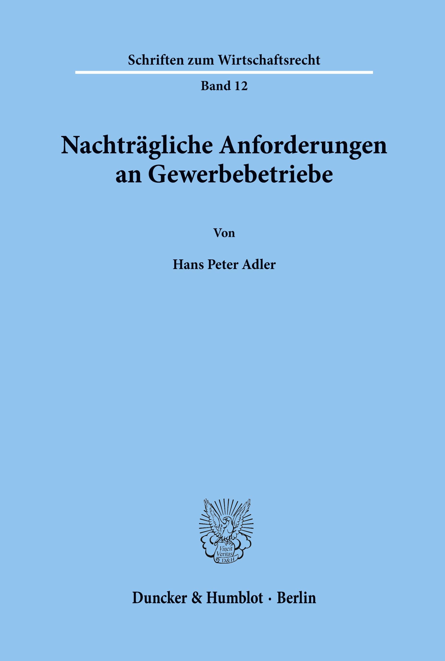 Vorderes Coverbild Nachträgliche Anforderungen an Gewerbebetriebe.