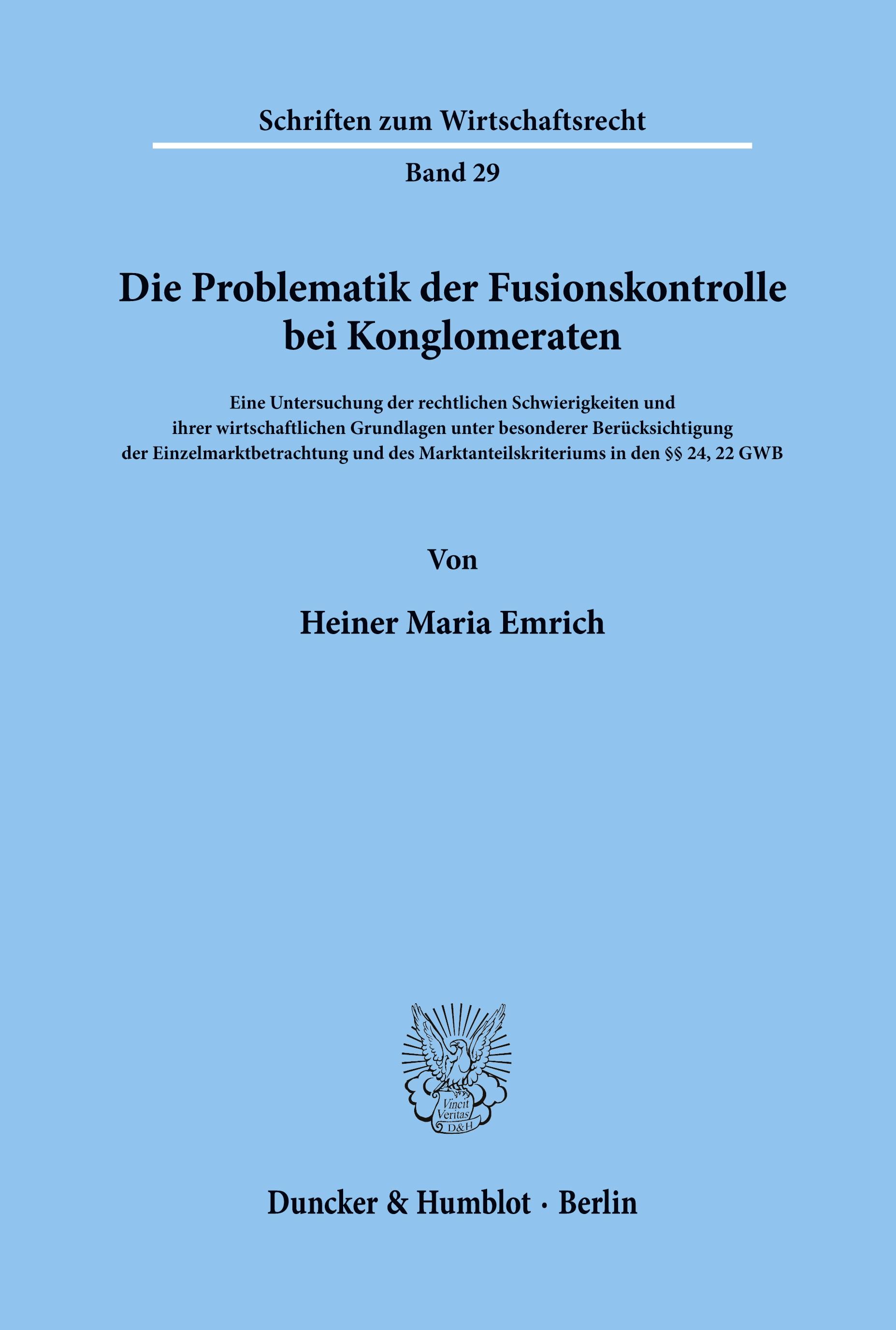 Vorderes Coverbild Die Problematik der Fusionskontrolle bei Konglomeraten.