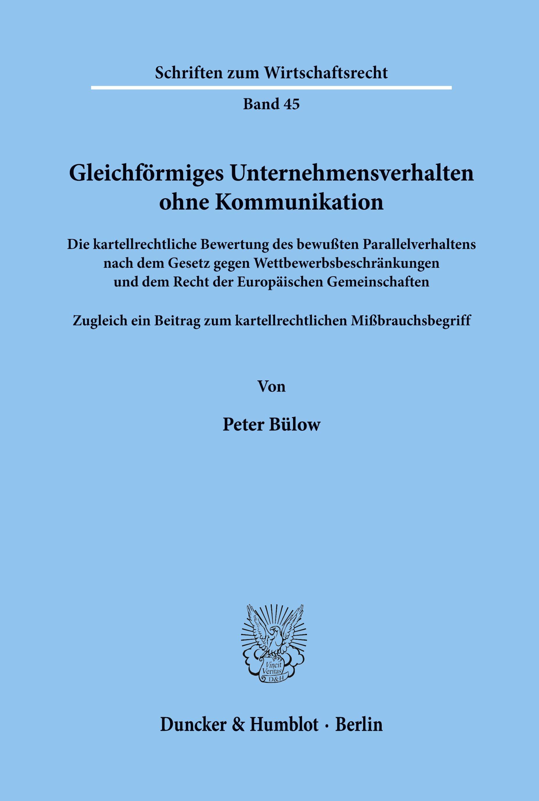 Vorderes Coverbild Gleichförmiges Unternehmensverhalten ohne Kommunikation.