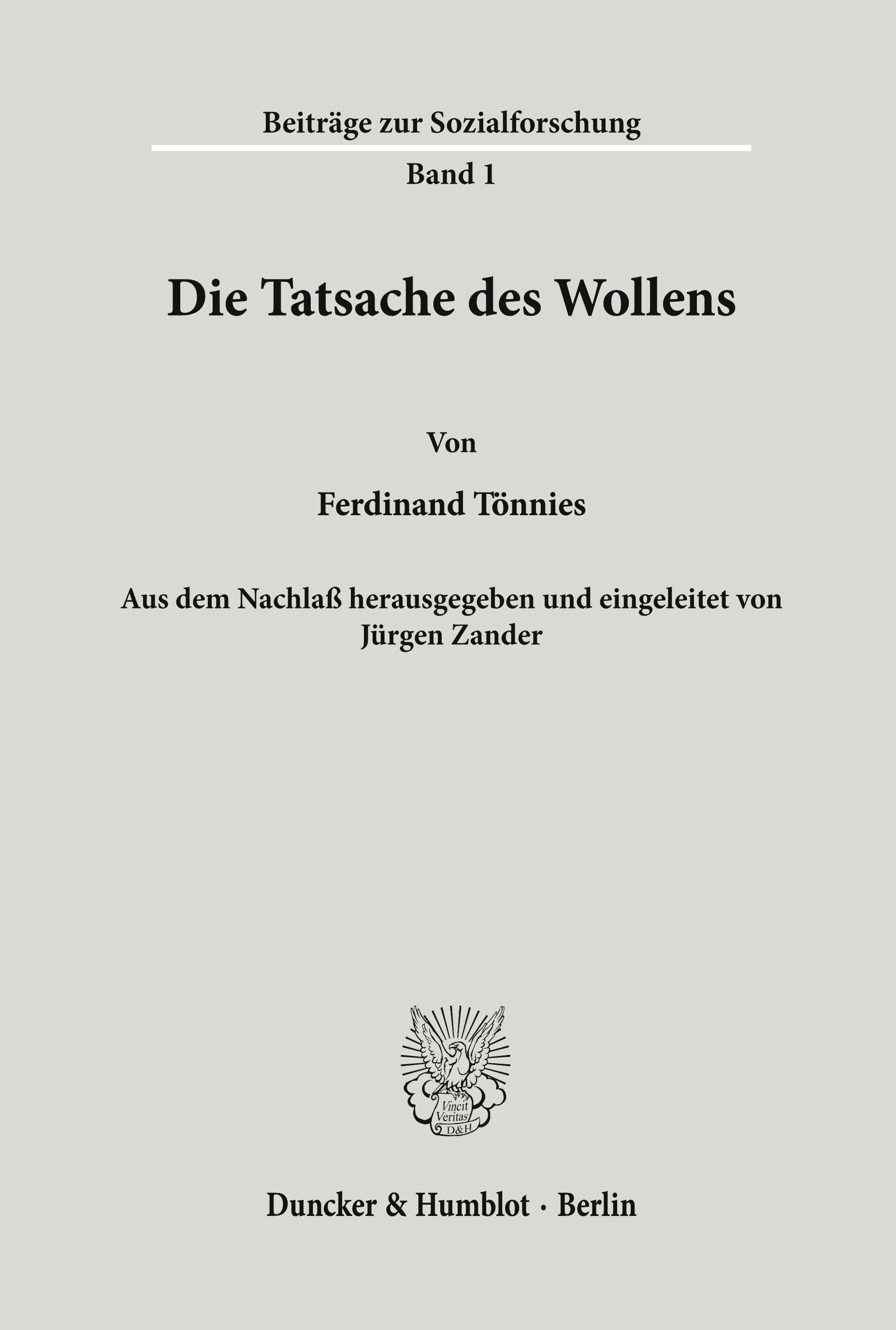 Vorderes Coverbild Die Tatsache des Wollens.