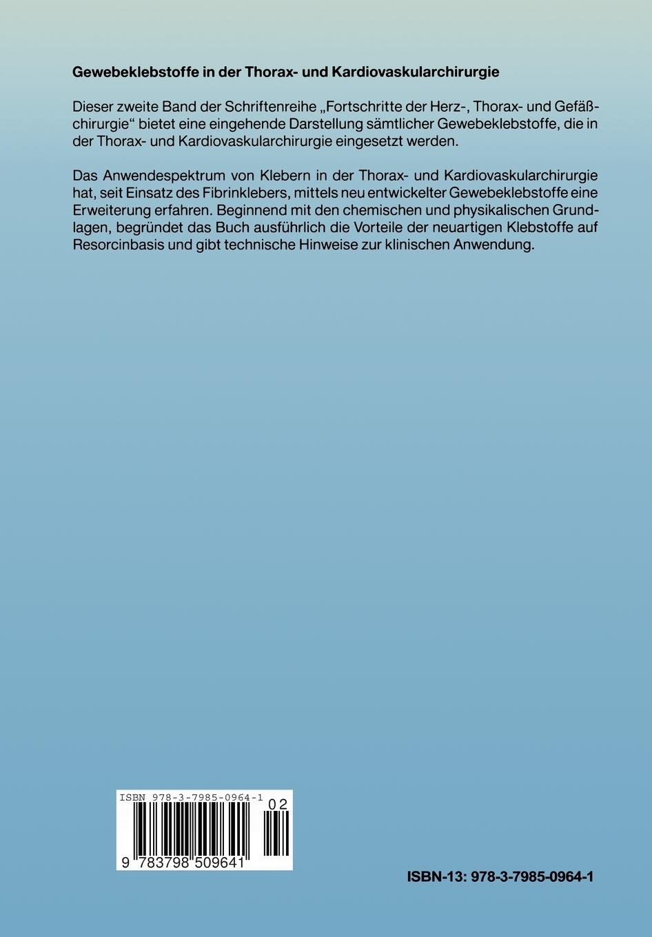 Rückseitencover Gewebeklebstoffe in der Thorax- und Kardiovaskularchirurgie