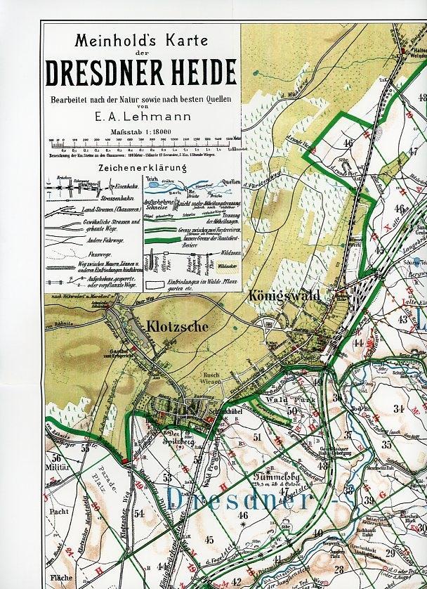 Beispielinhalt (Bild) Wanderkarte der Dresdner Heide um 1908