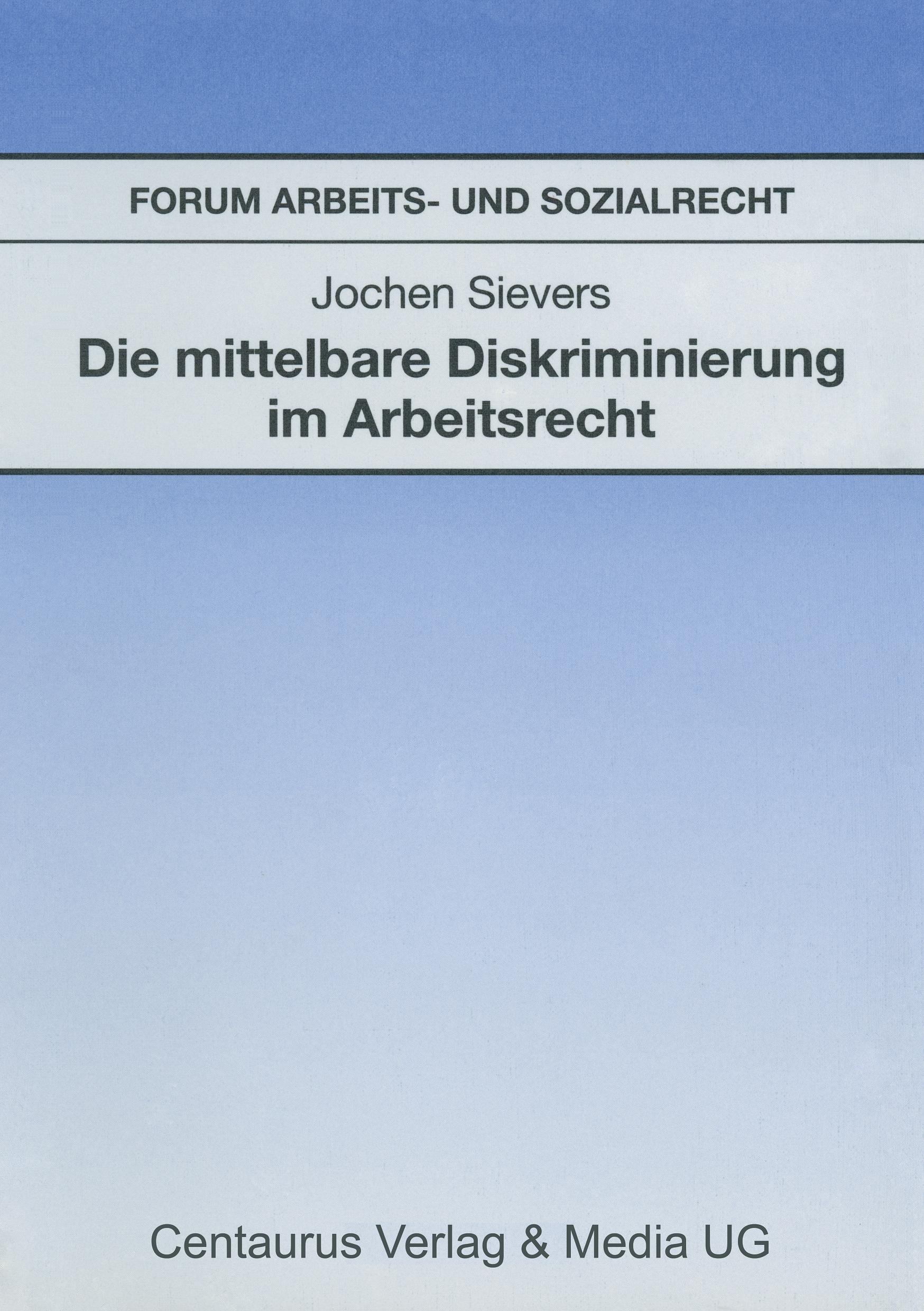 Vorderes Coverbild Die mittelbare Diskriminierung im Arbeitsrecht
