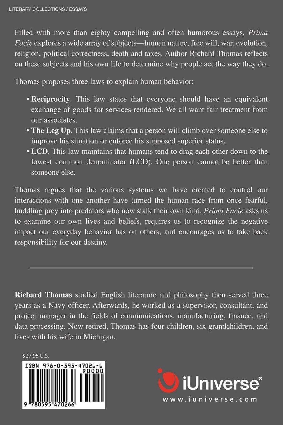 Rückseitencover Prima Facie