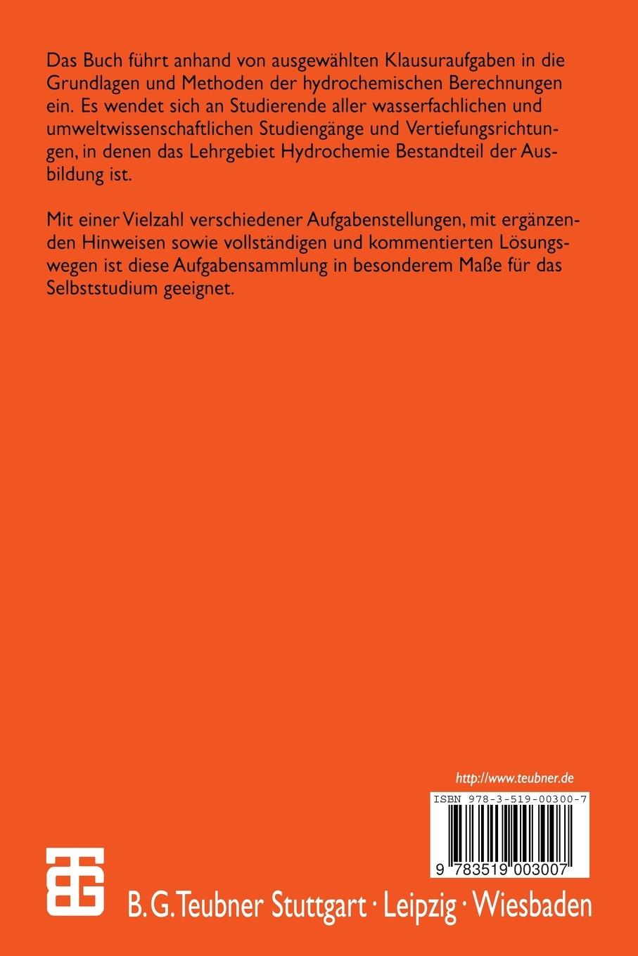 Rückseitencover Klausurtraining Hydrochemische Berechnungen