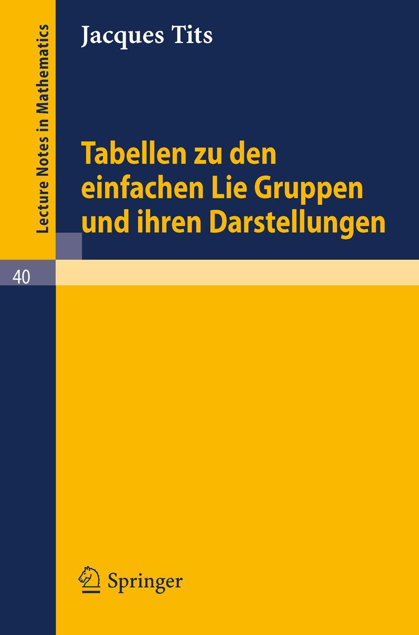 Vorderes Coverbild Tabellen zu den einfachen Lie Gruppen und ihren Darstellungen
