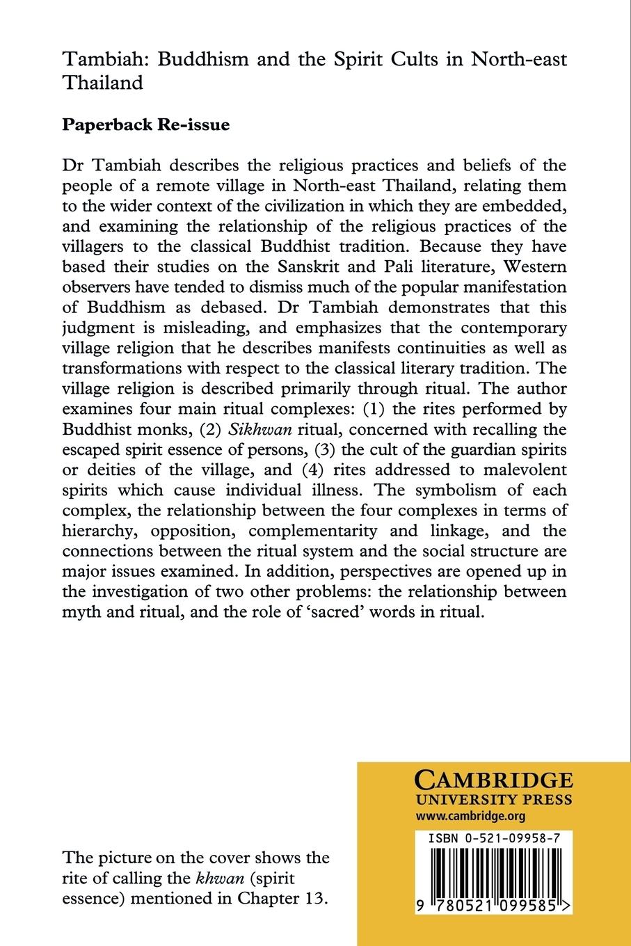 Rückseitencover Buddhism and the Spirit Cults in North-East Thailand