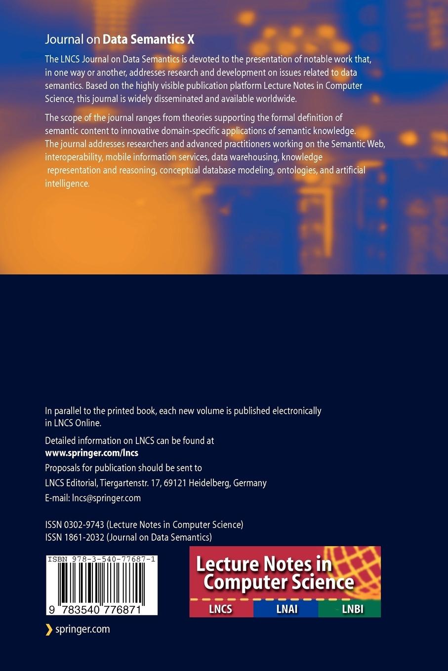 Rückseitencover Journal on Data Semantics X